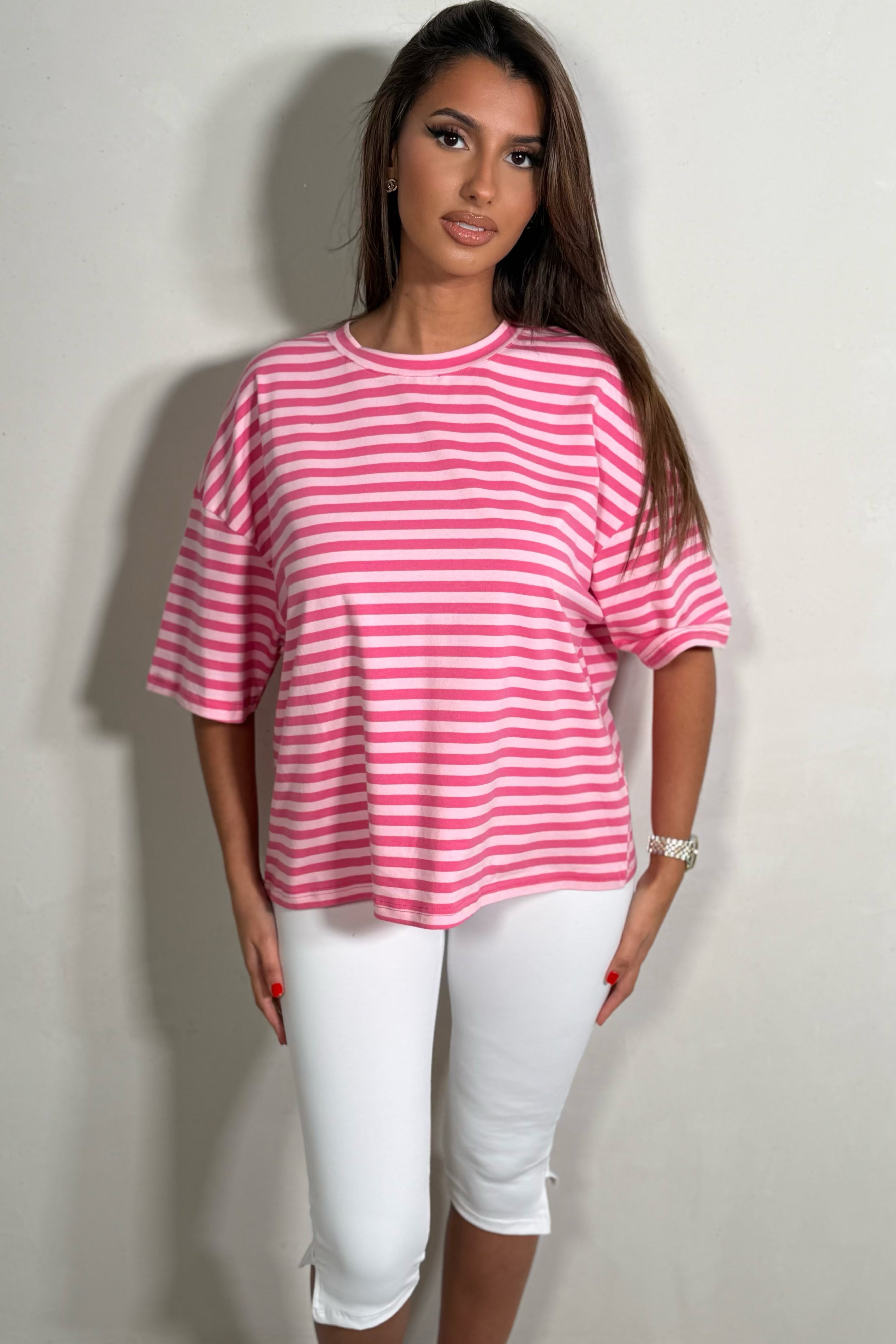 T-Shirt Marinère Oversize Broderie Bouclette Matcha – Casual Chic Femme