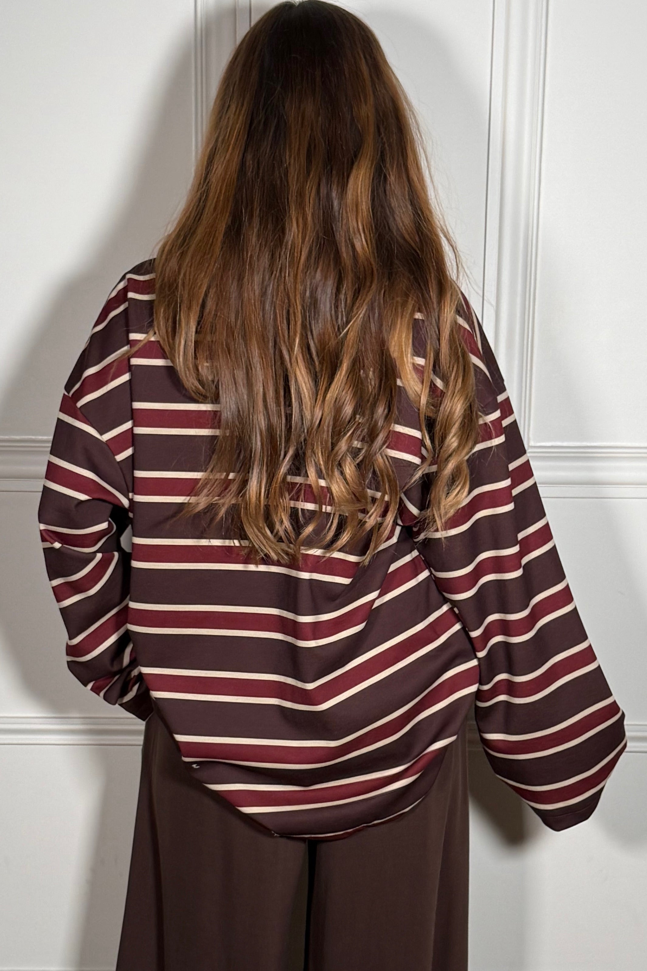 Polo Rayé Manches Longues - Style Casual Chic Femme