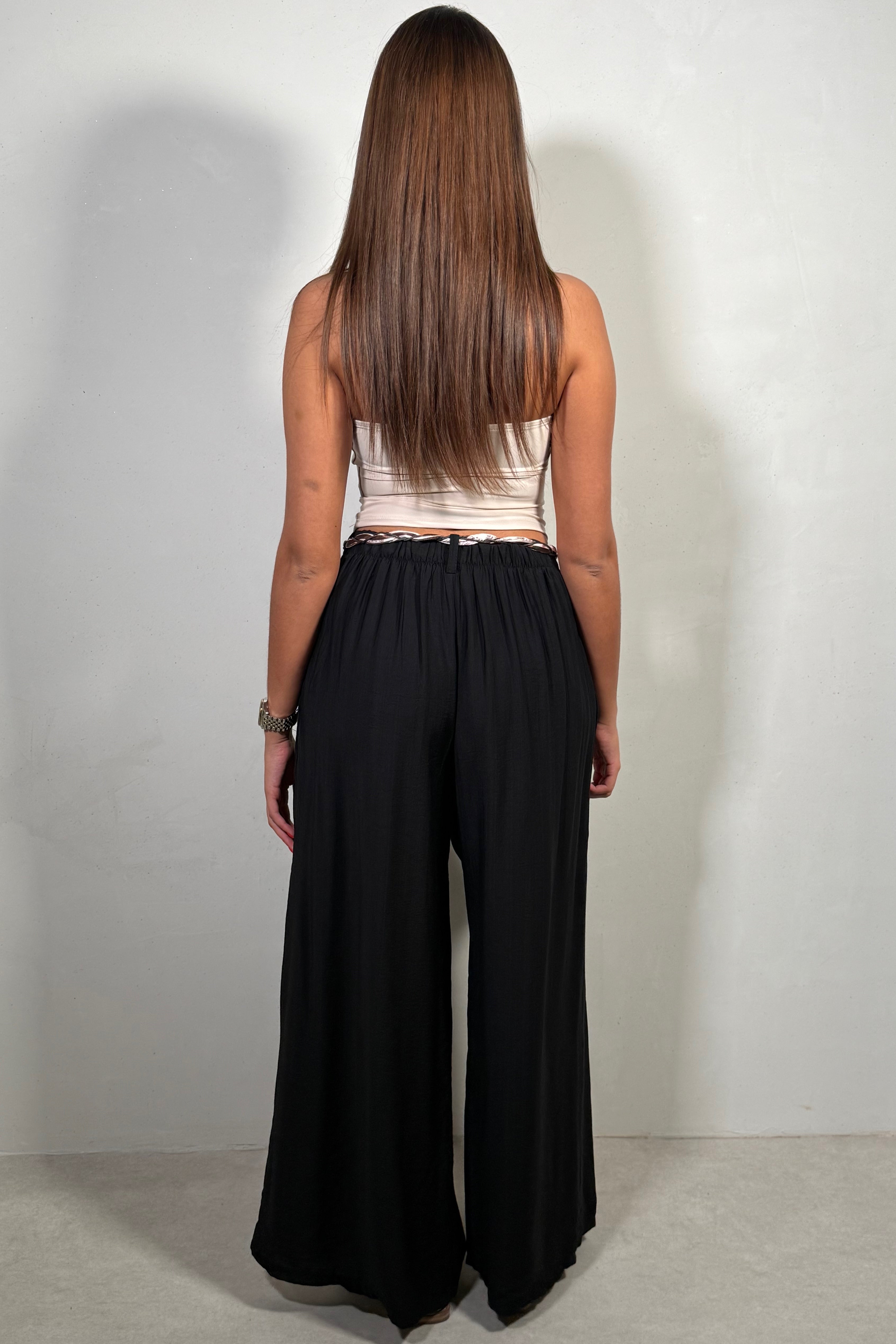 Pantalon Large Fluide Femme avec Ceinture - Style Bohème