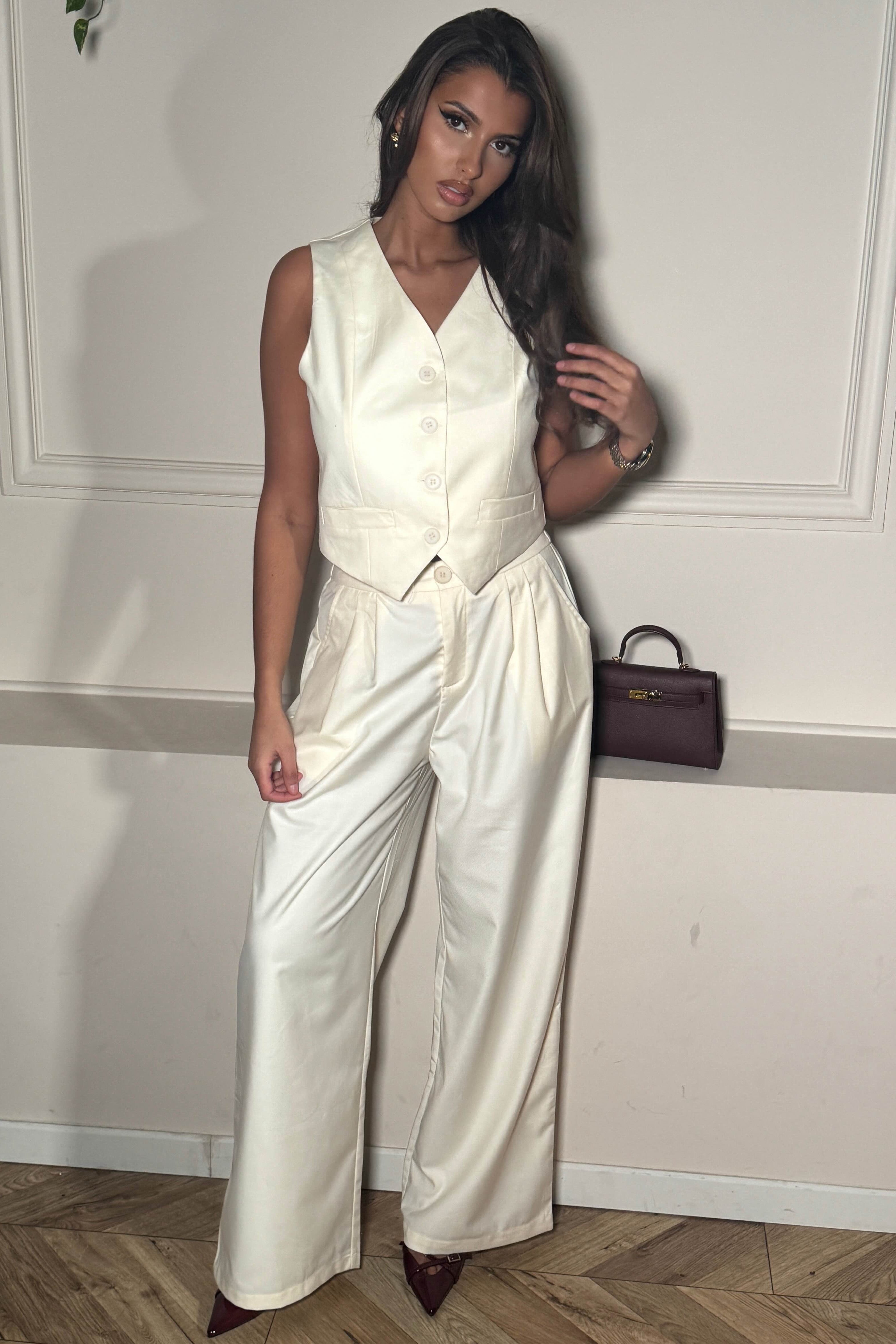 Ensemble 3 Pièces Blazer Gilet Pantalon - Tailleur Moderne Femme