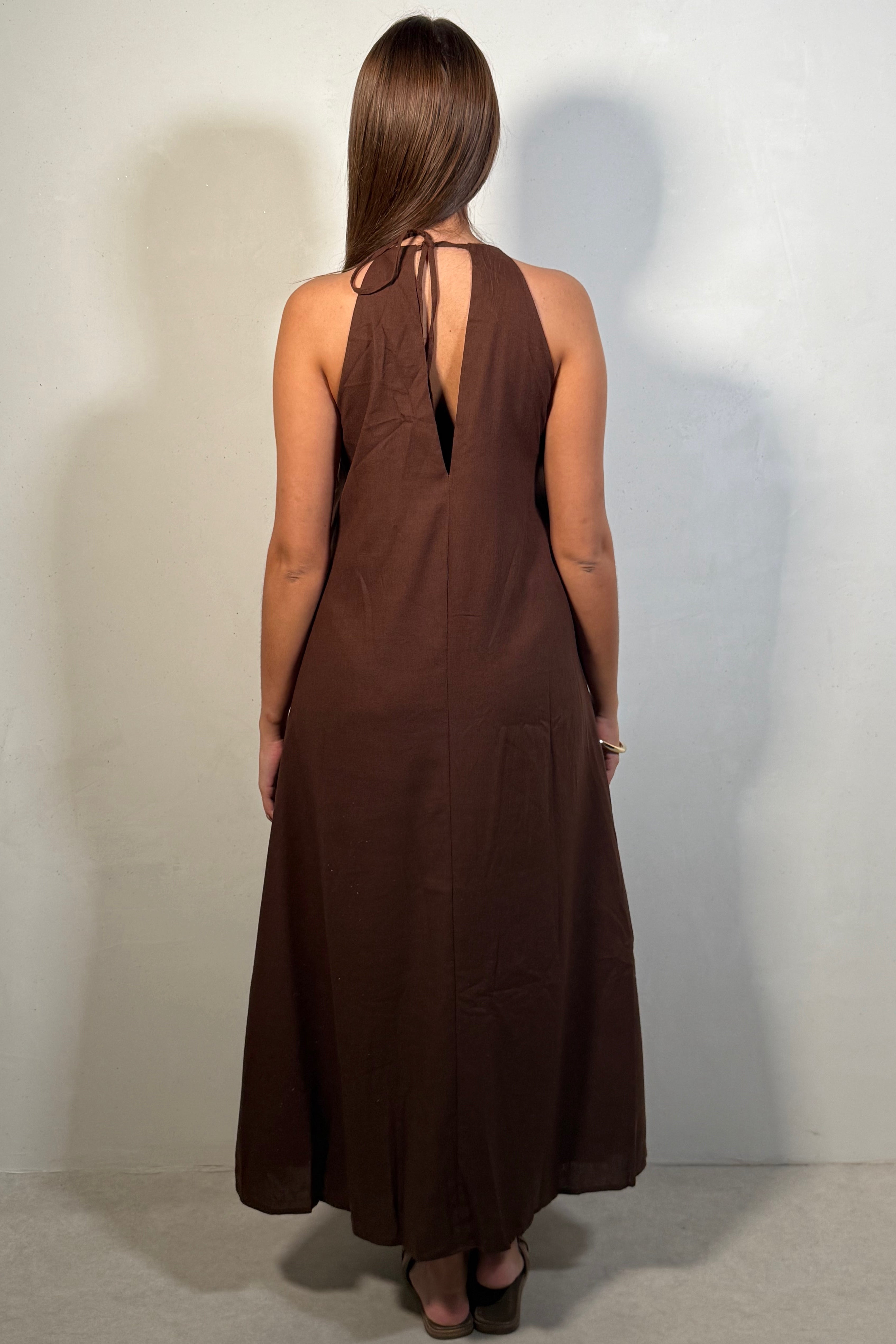 Robe Femme Longue Avec Collier Perles Chic