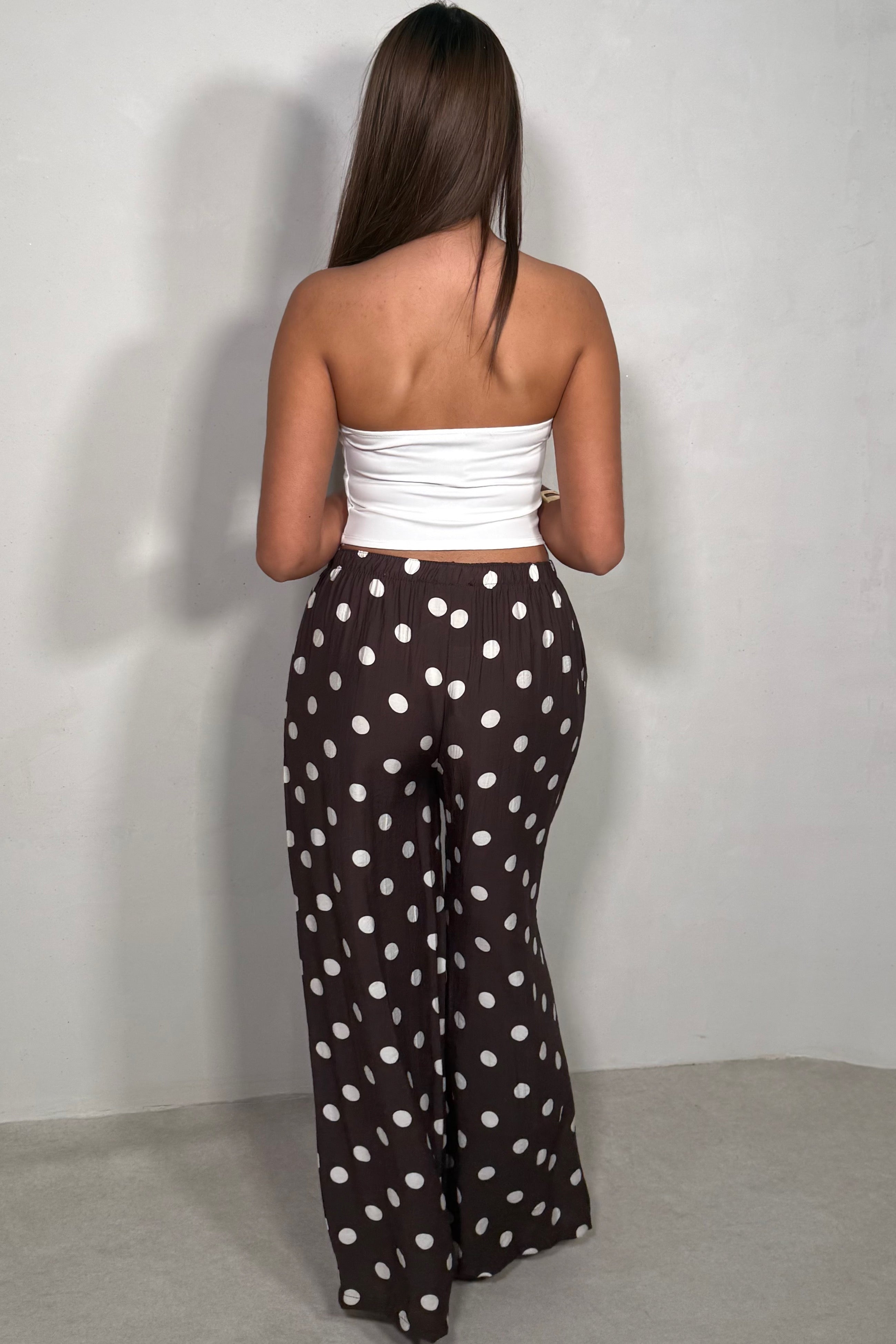 Pantalon Large Fluide À Pois Femme