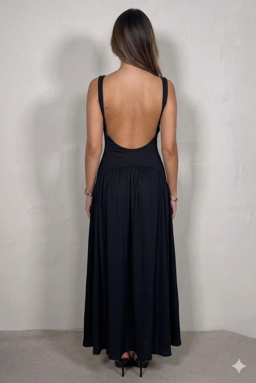 Robe Évasée Dos Nu Bohème - Élégance Estivale Féminine