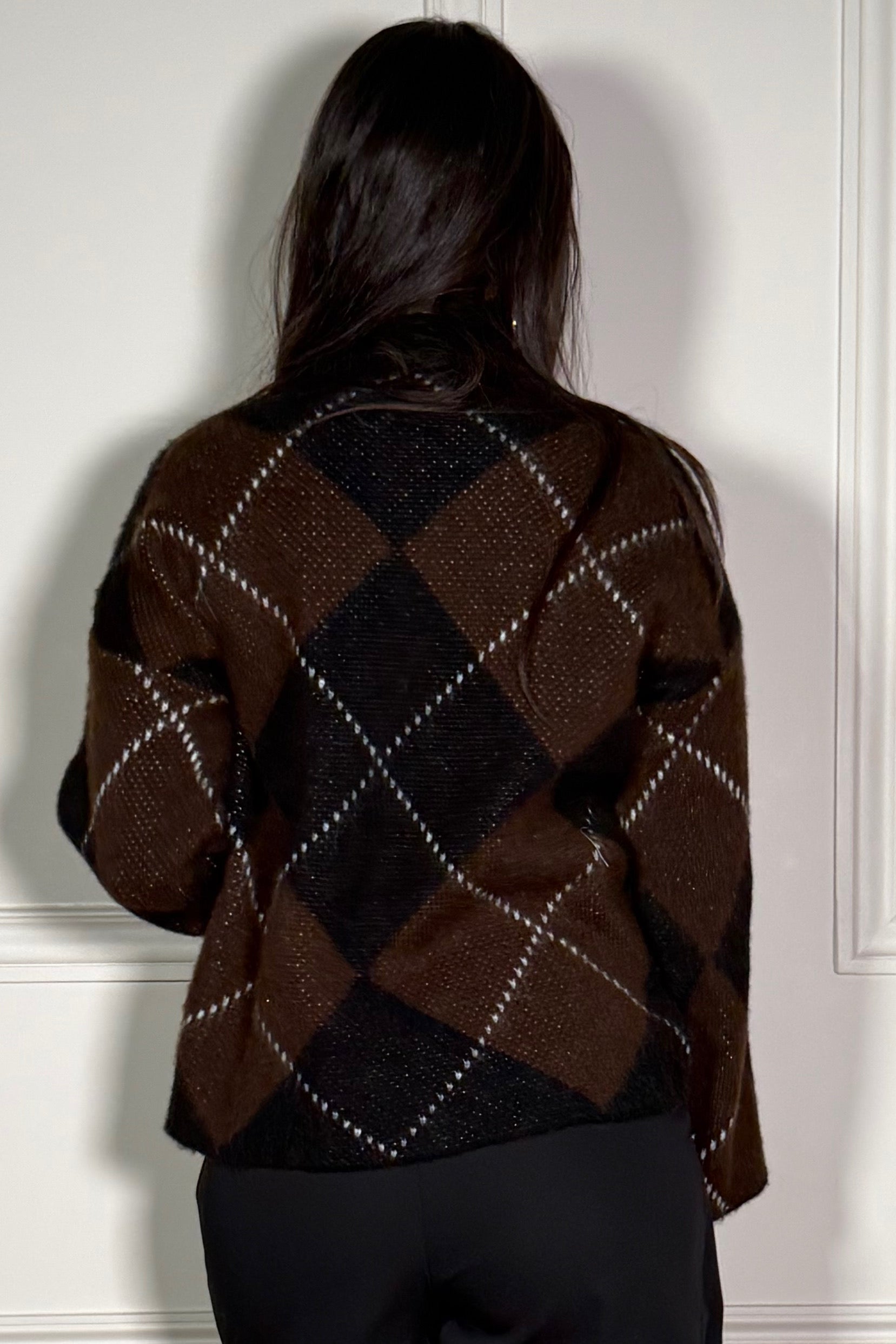 Pull Burlington porté, vue de dos