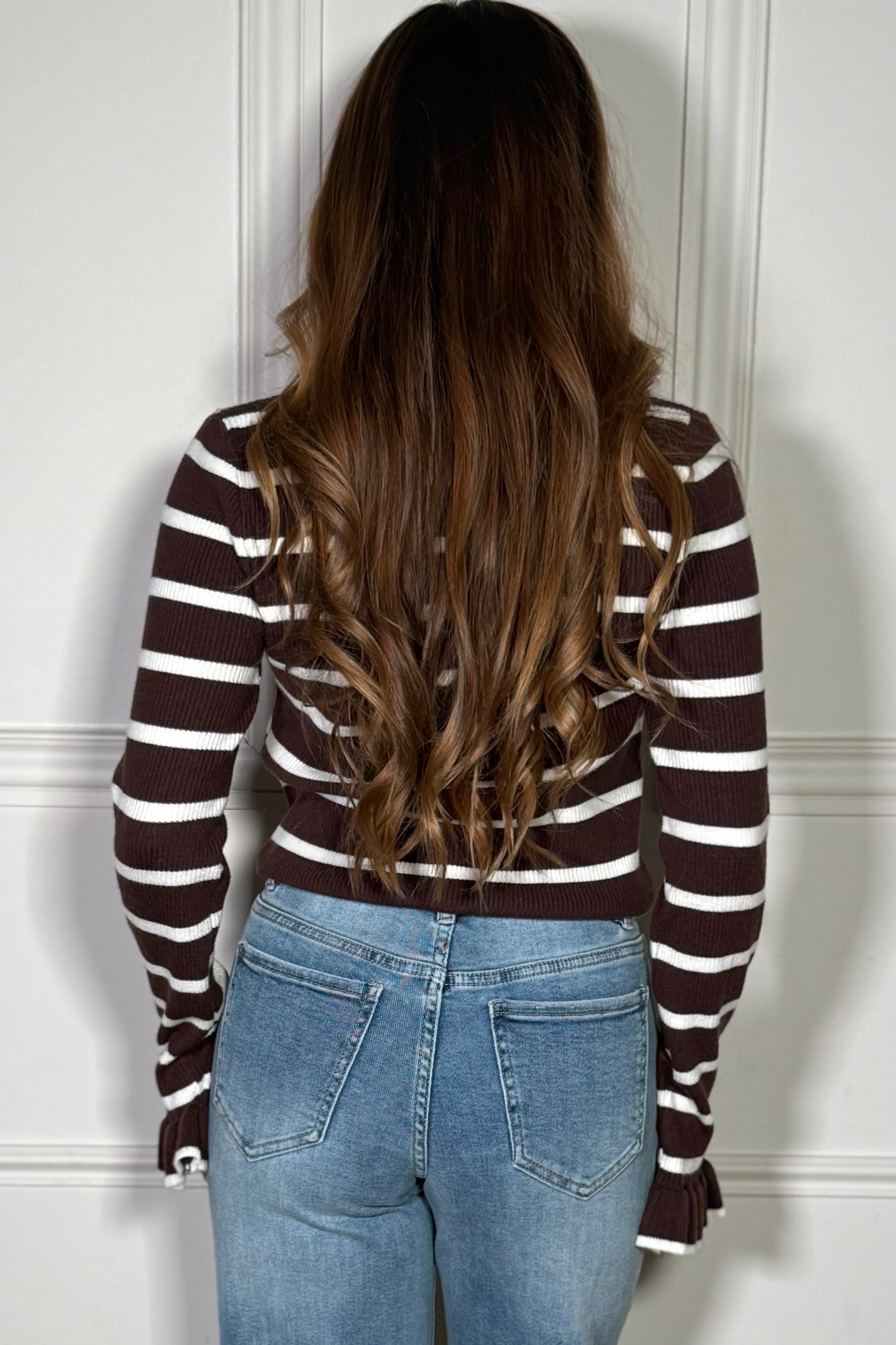 Pull Rayé Col Boutonné - Pull Femme Rayures Élégant