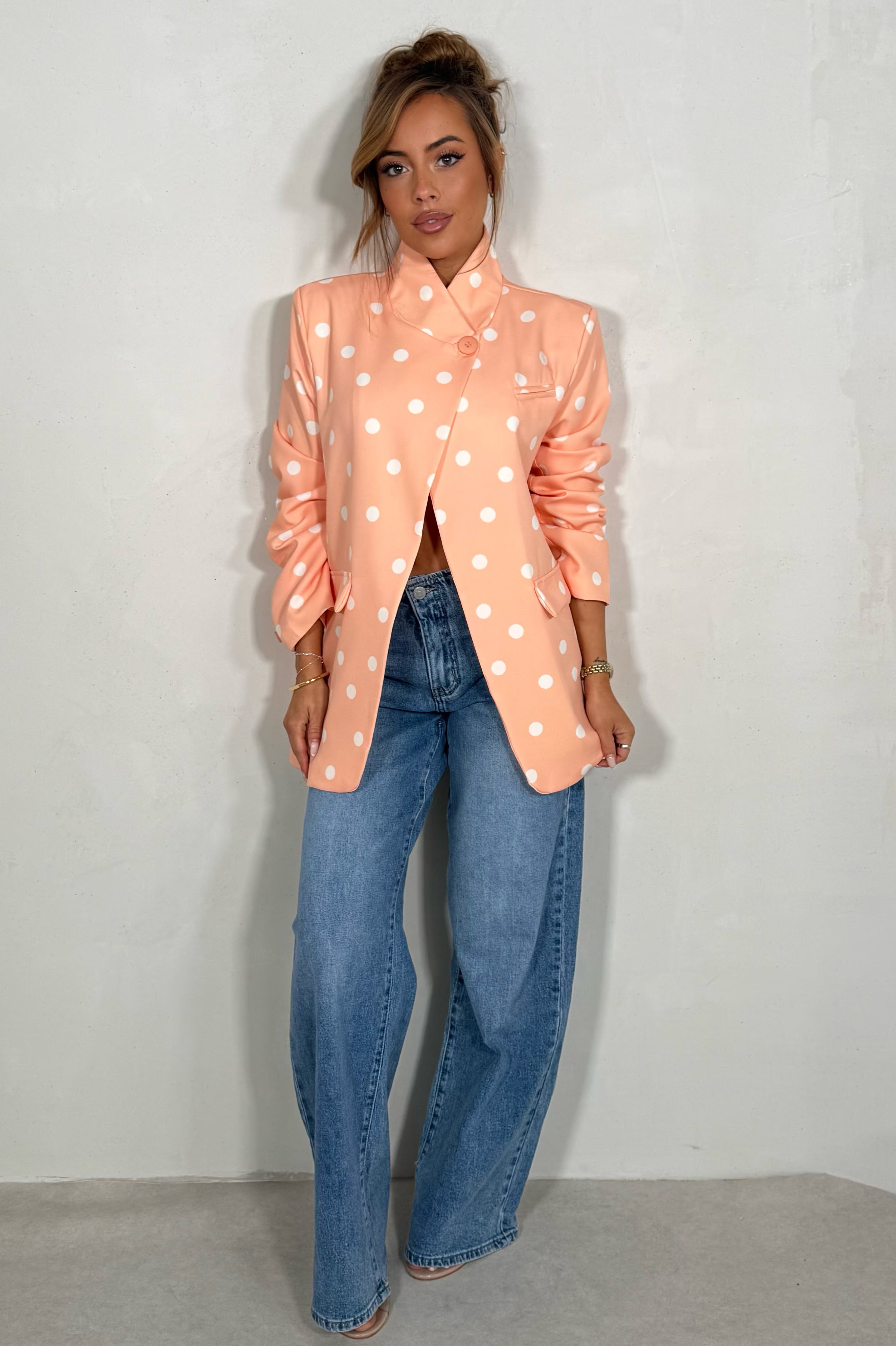 Blazer croisé à pois femme