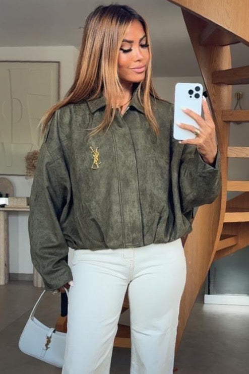 Bombers suédine zippé femme BLOOSHOP - Veste rock-chic moderne