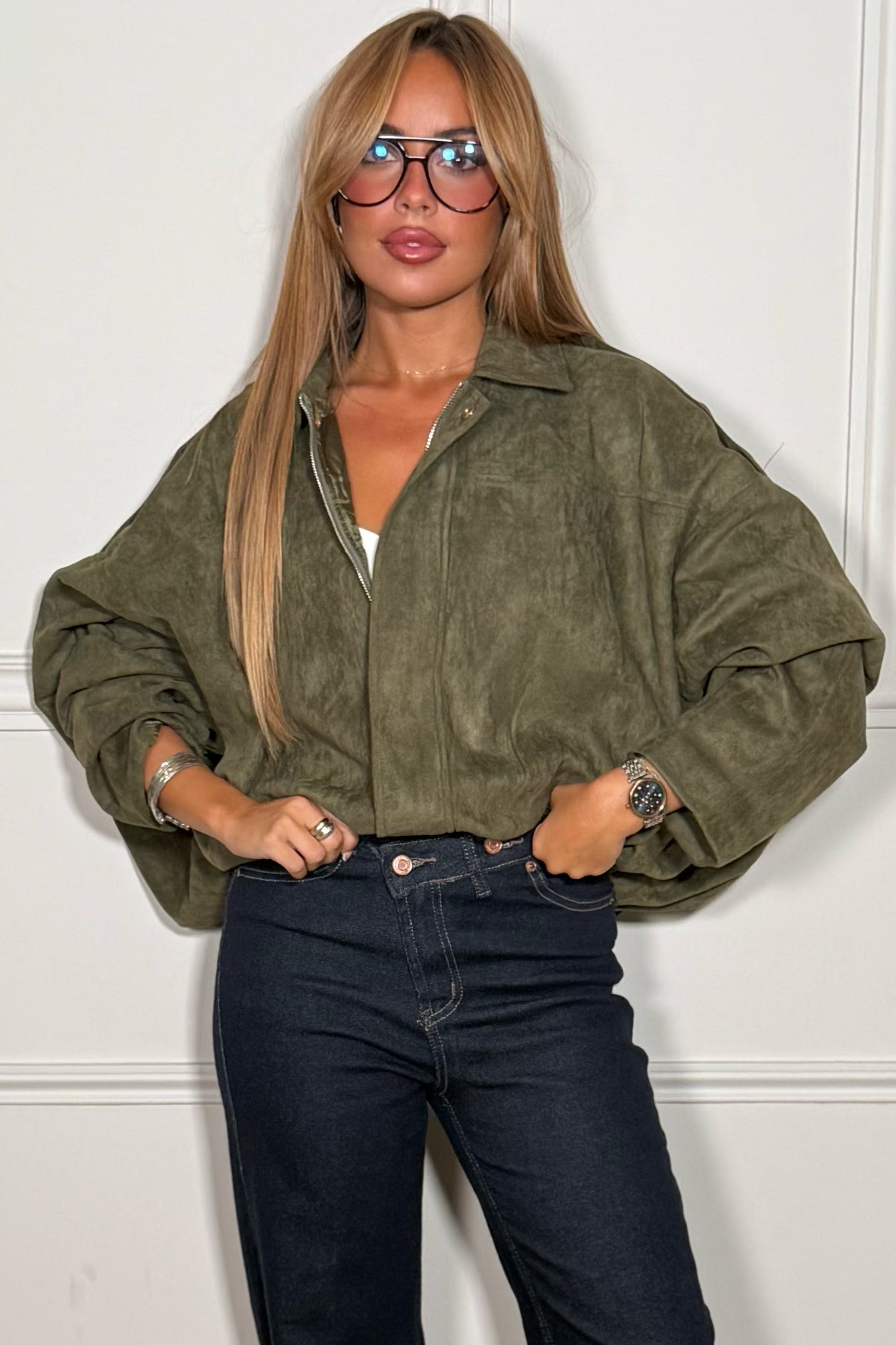 Bombers Femme Suédine Zippé Premium - Style Rock Chic Moderne