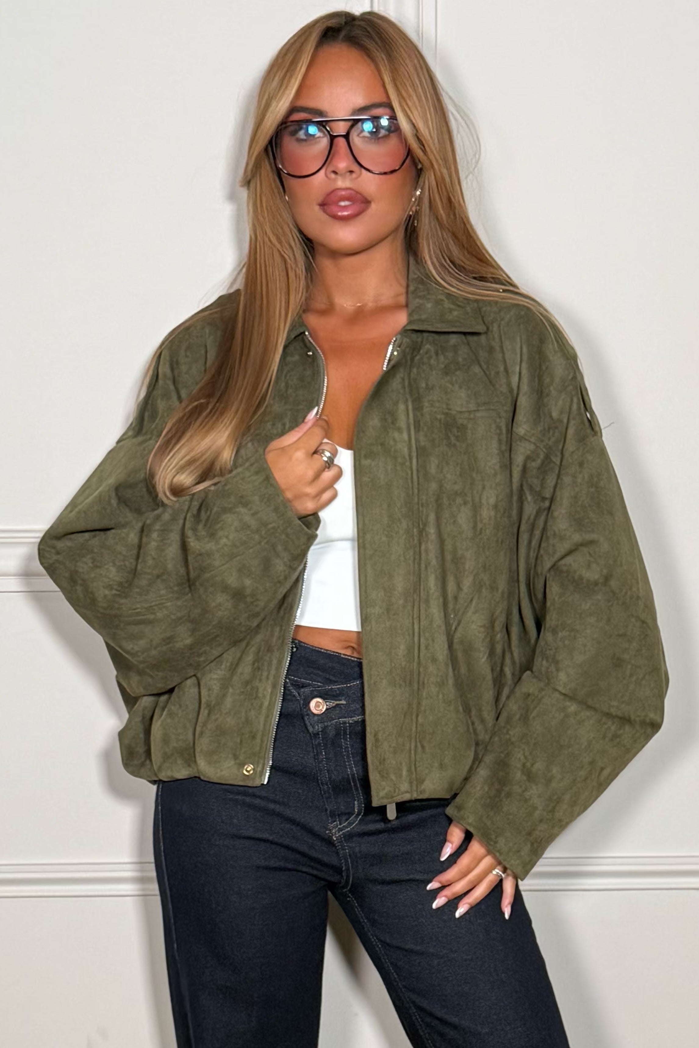 Bombers Femme Suédine Zippé - Style Rock Chic Moderne