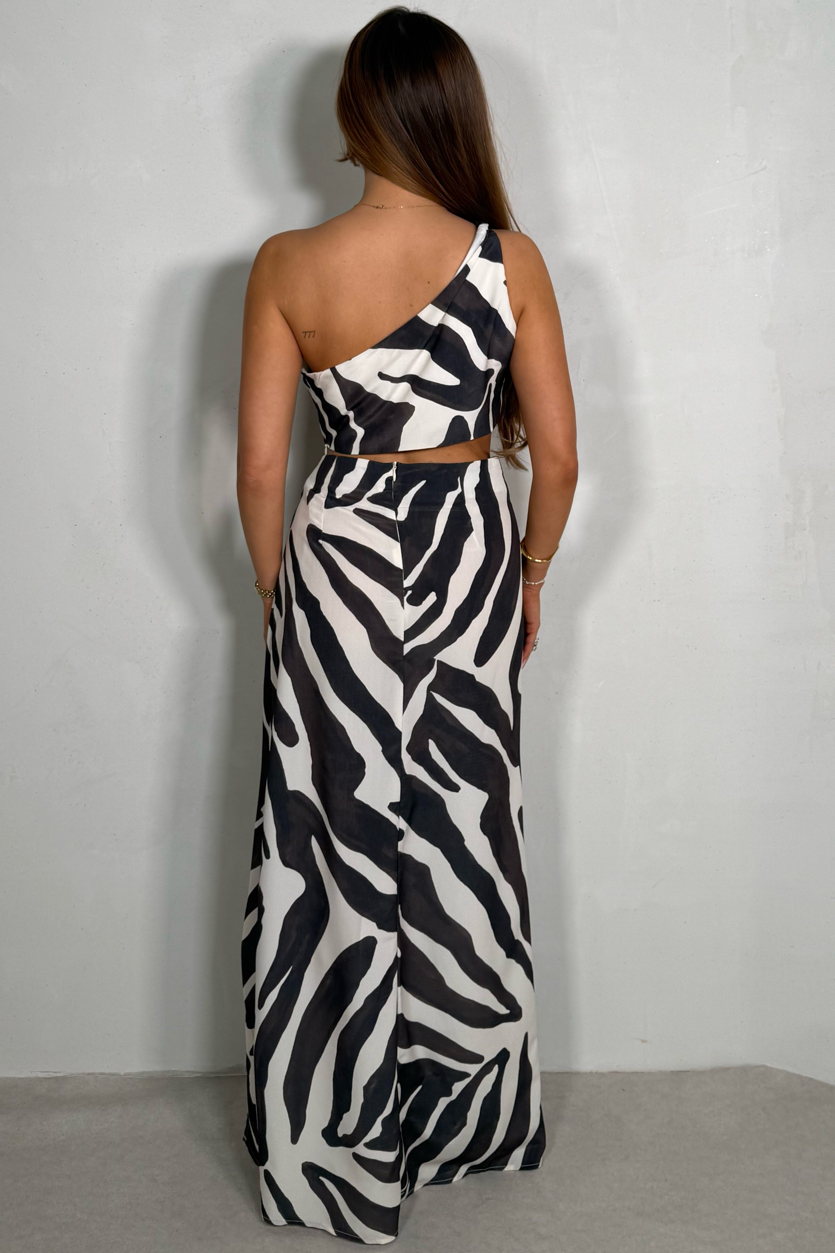 Robe asymétrique imprimée zèbre femme