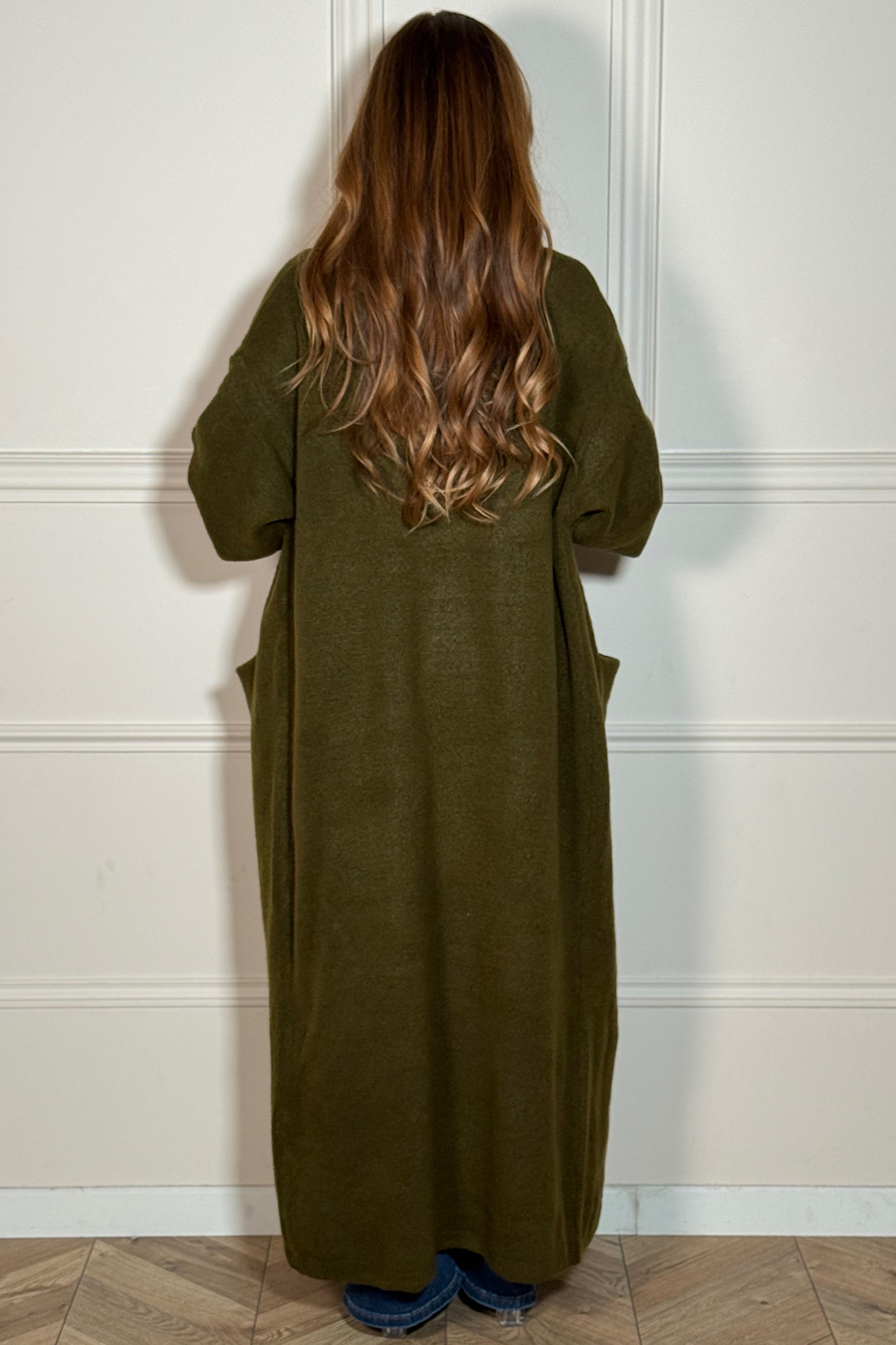 Gilet Long Maxi à Revers et Poches Femme - Élégance Moderne