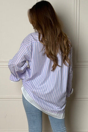 Chemise Rayures à Revers Doublé