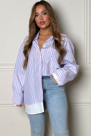 Chemise Rayures à Revers Doublé