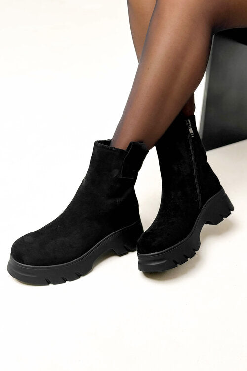 Bottines Suédine Mi-Hautes Femme - Style Urbain Confortable