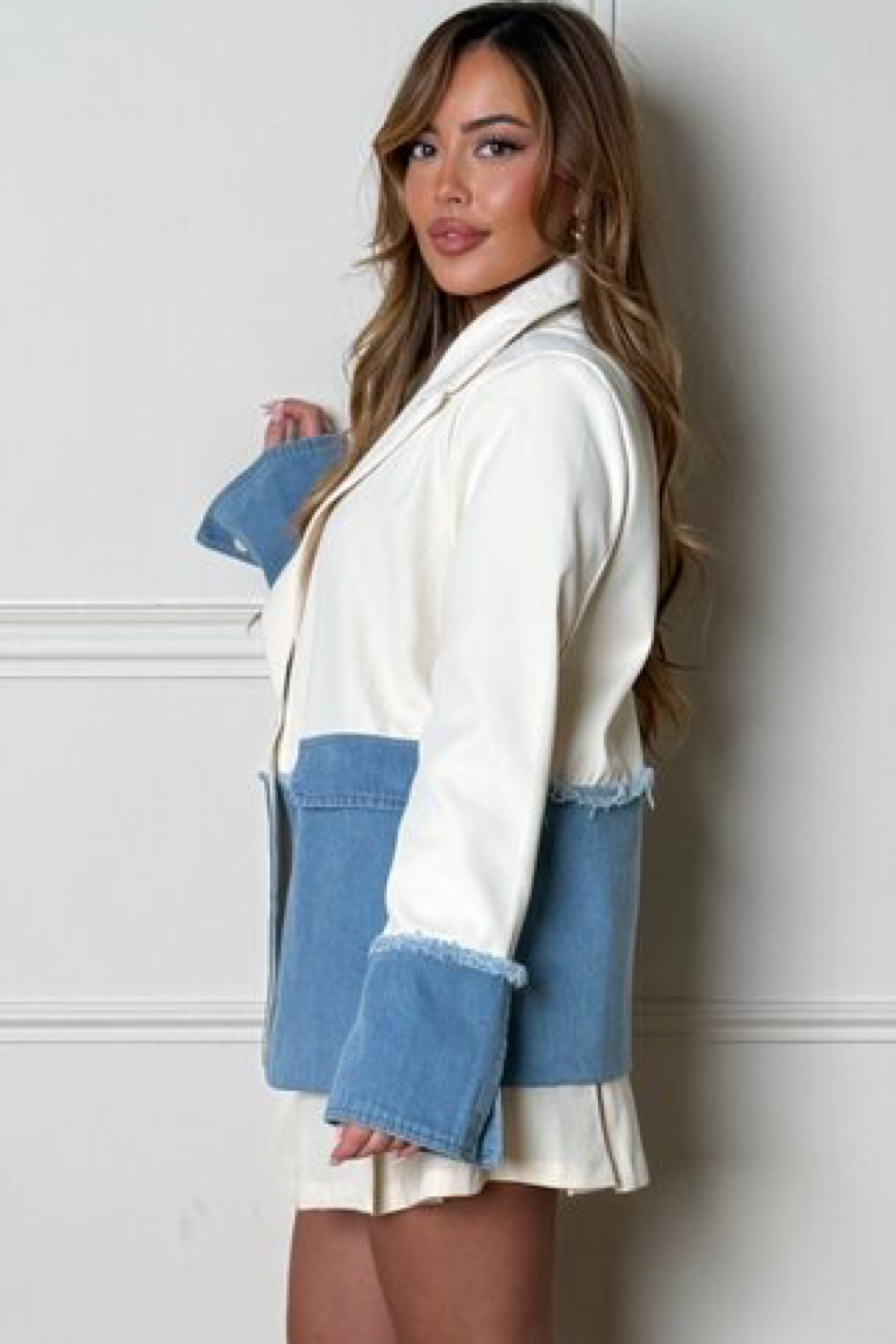 Blazer Bimatière Manches Evasées