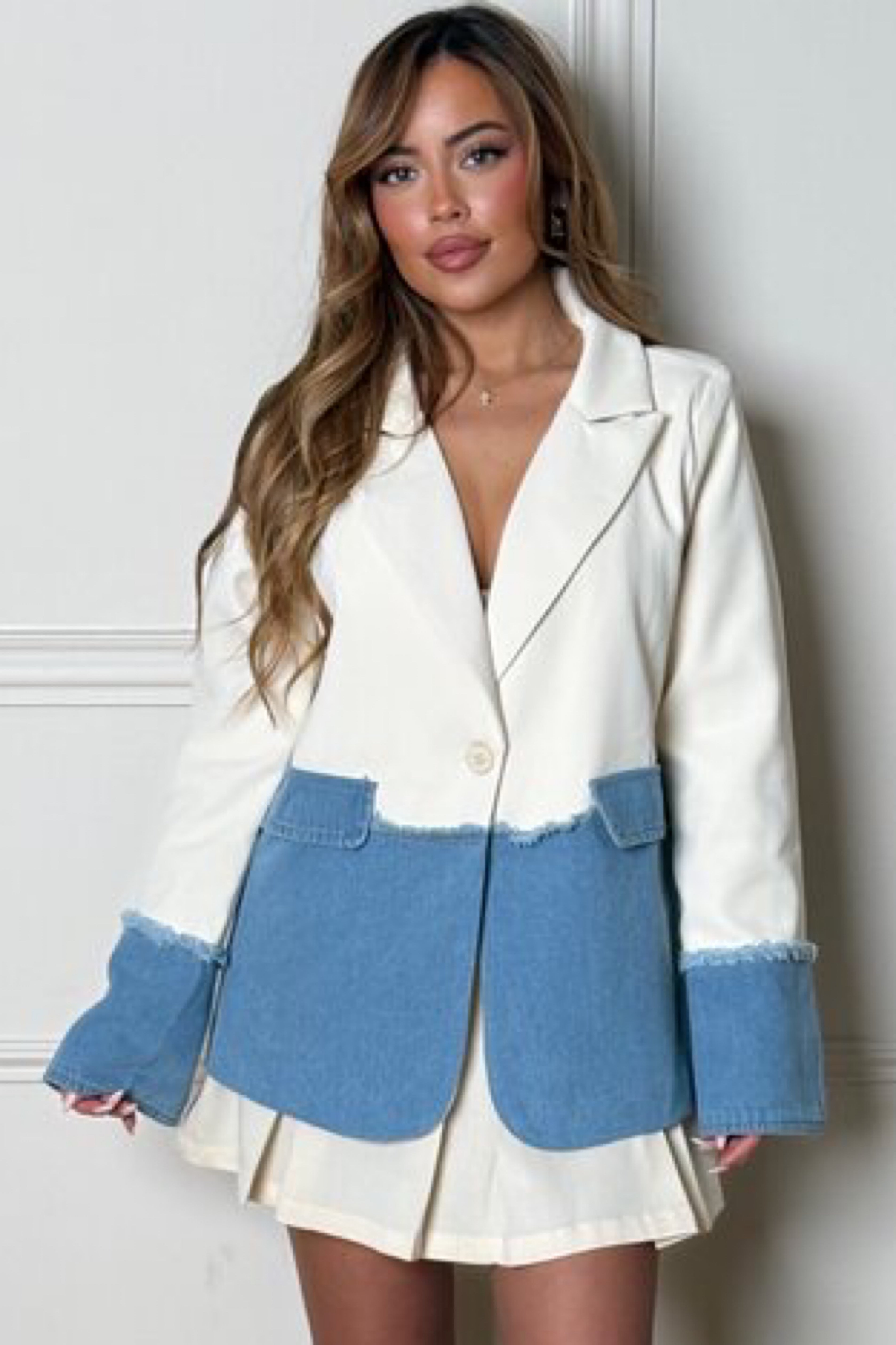 Blazer Bimatière Manches Evasées