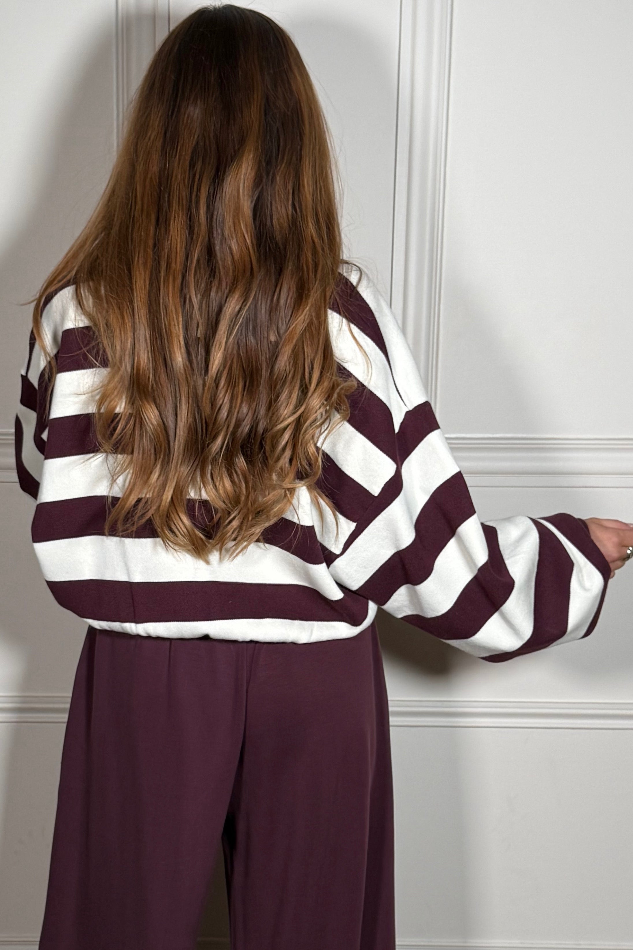 Pull rayé marin - Détail du zip