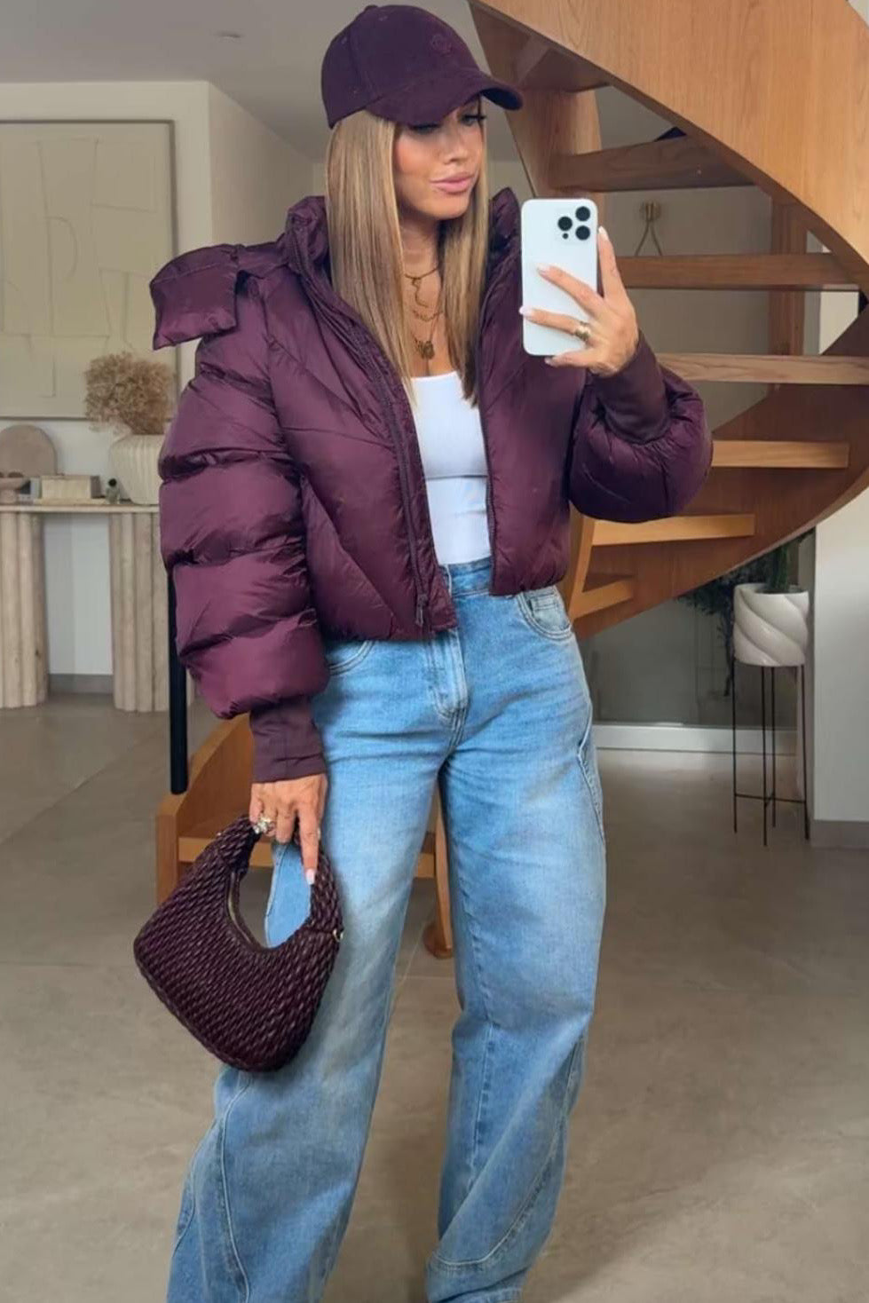 Doudoune Courte Coupe Ballon Femme - Style Urbain et Confort