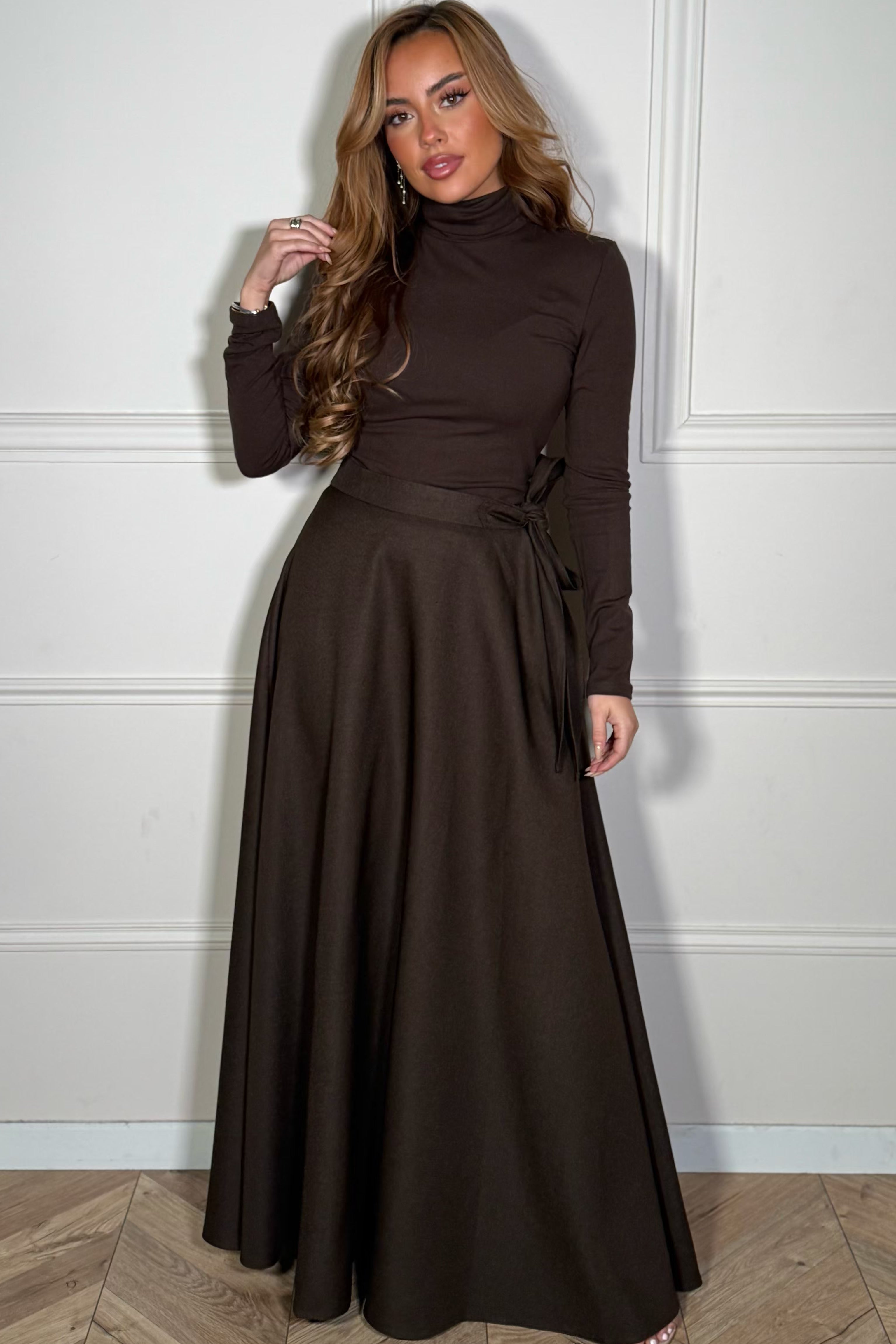 Jupe longue femme confortable - Vue portée de face