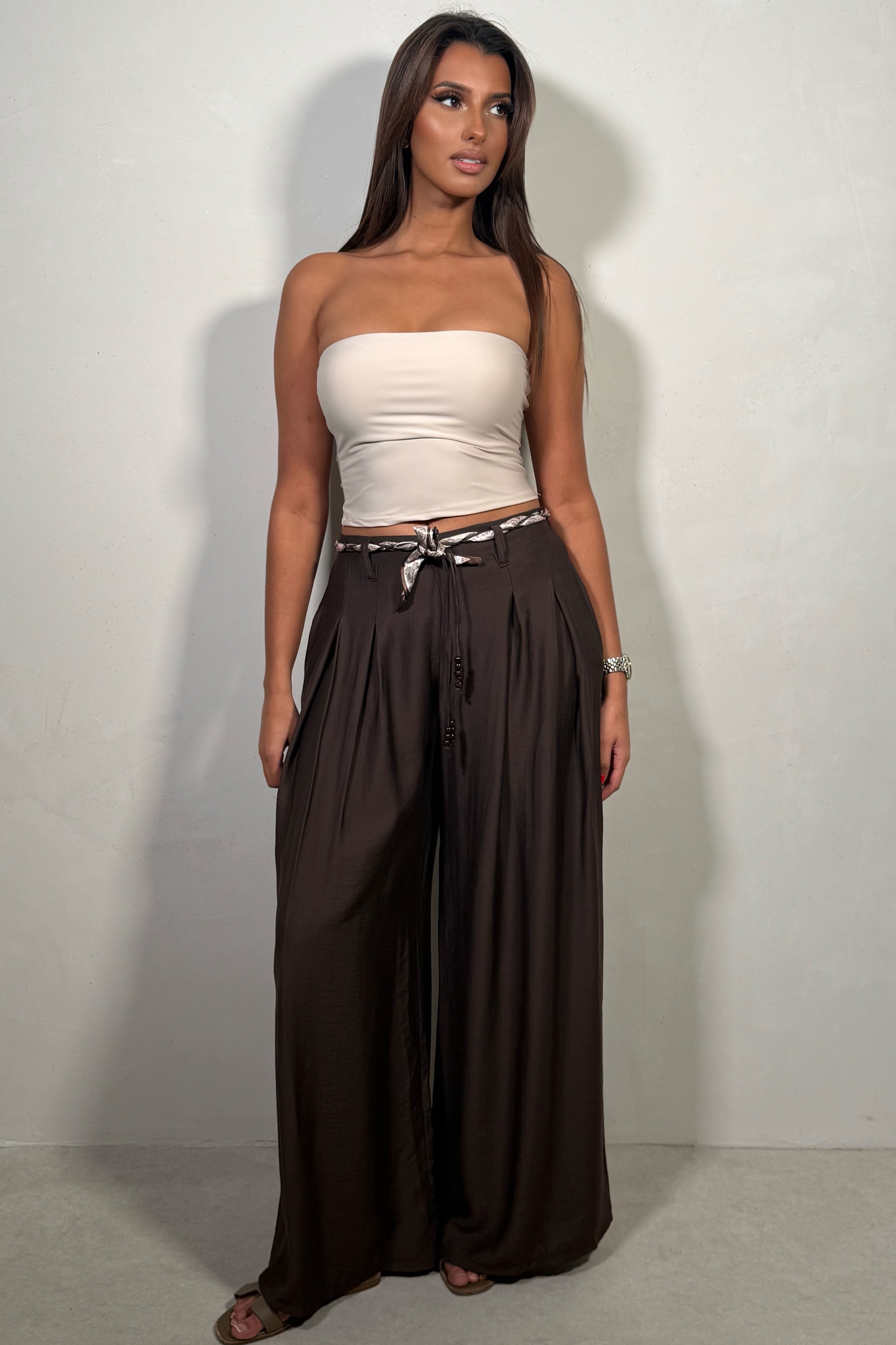 Pantalon Large Fluide Femme avec Ceinture - Style Bohème