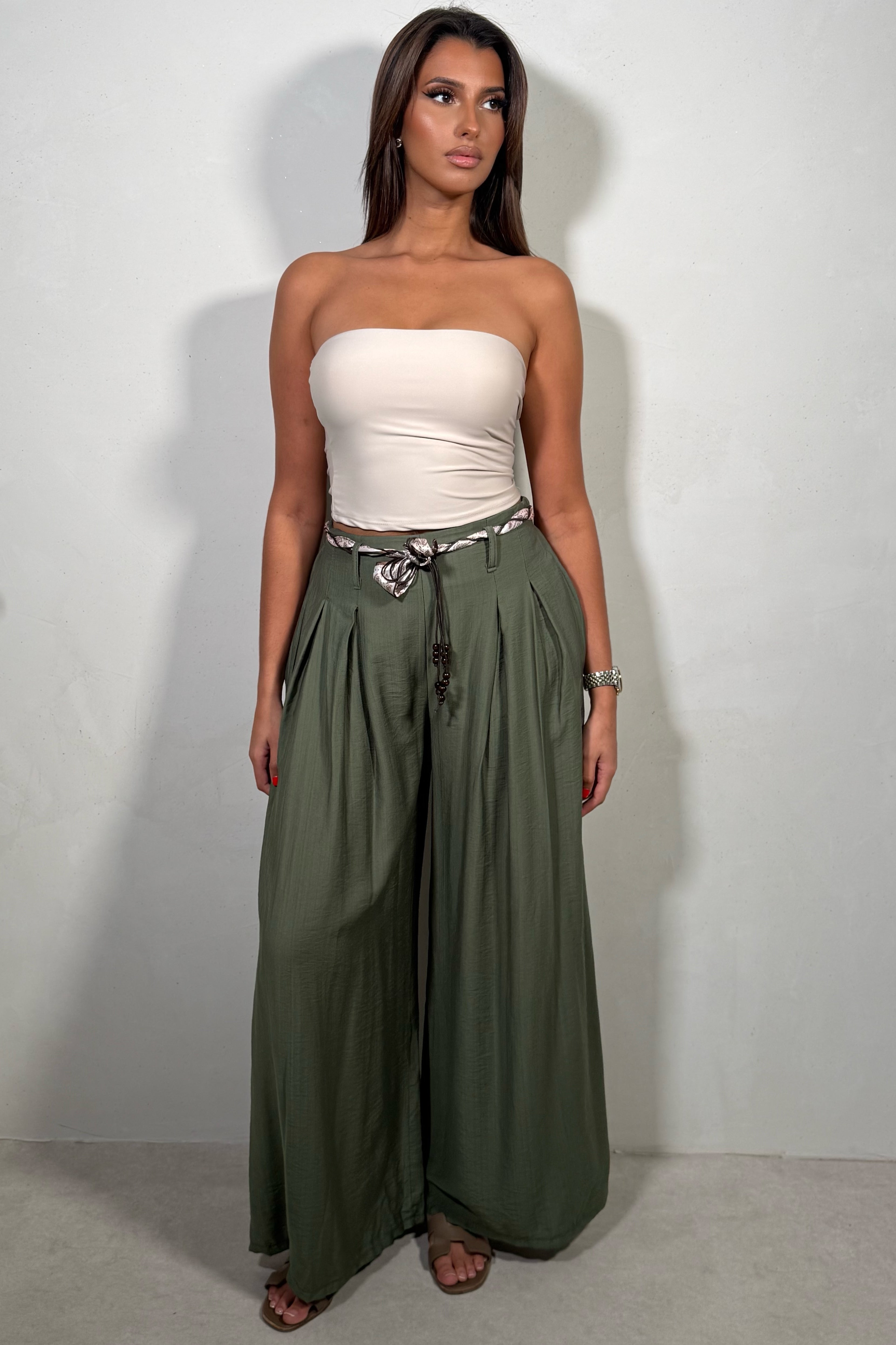 Pantalon Large Fluide Femme avec Ceinture - Style Bohème