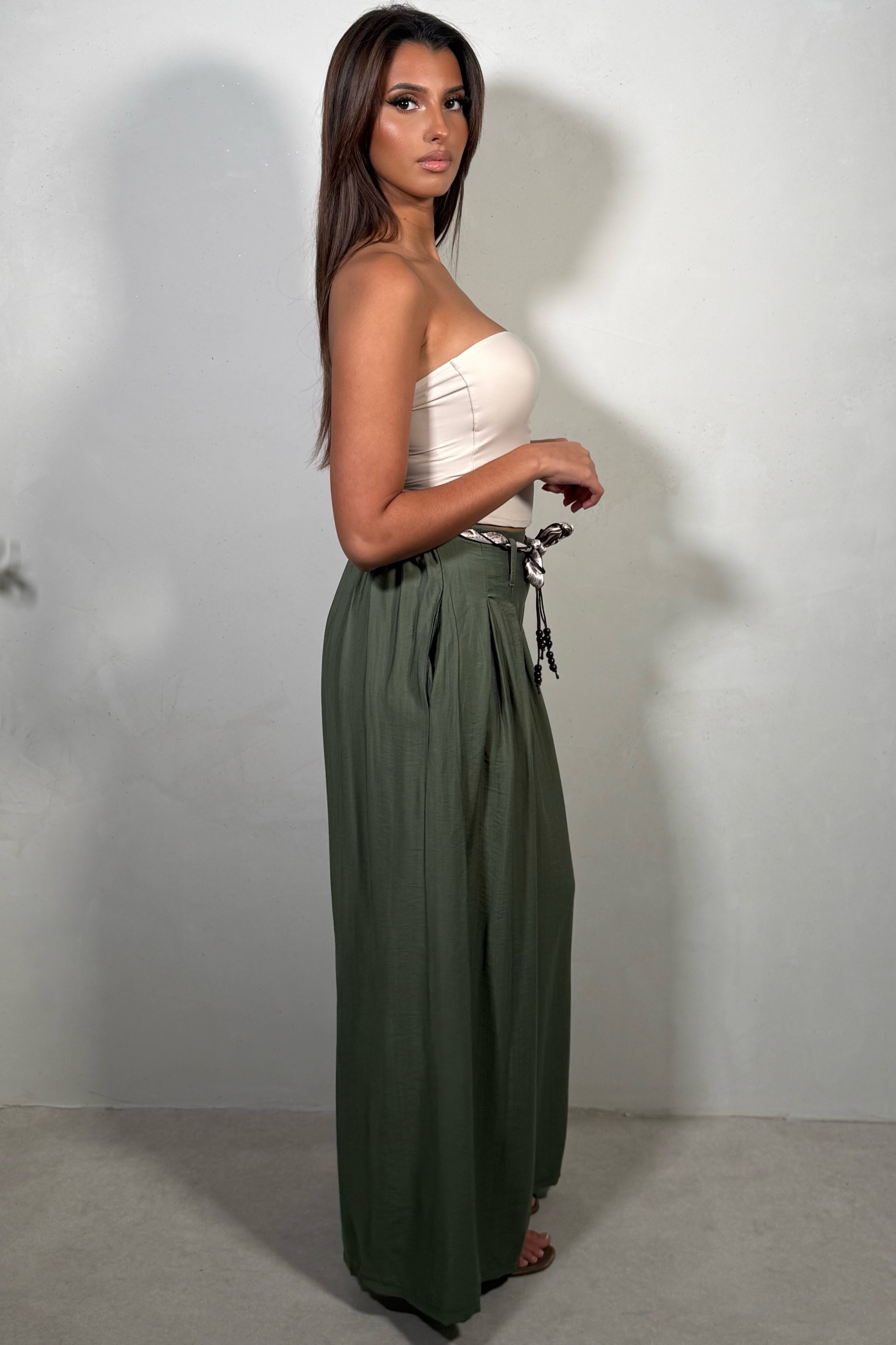 Pantalon Large Fluide Femme avec Ceinture - Style Bohème