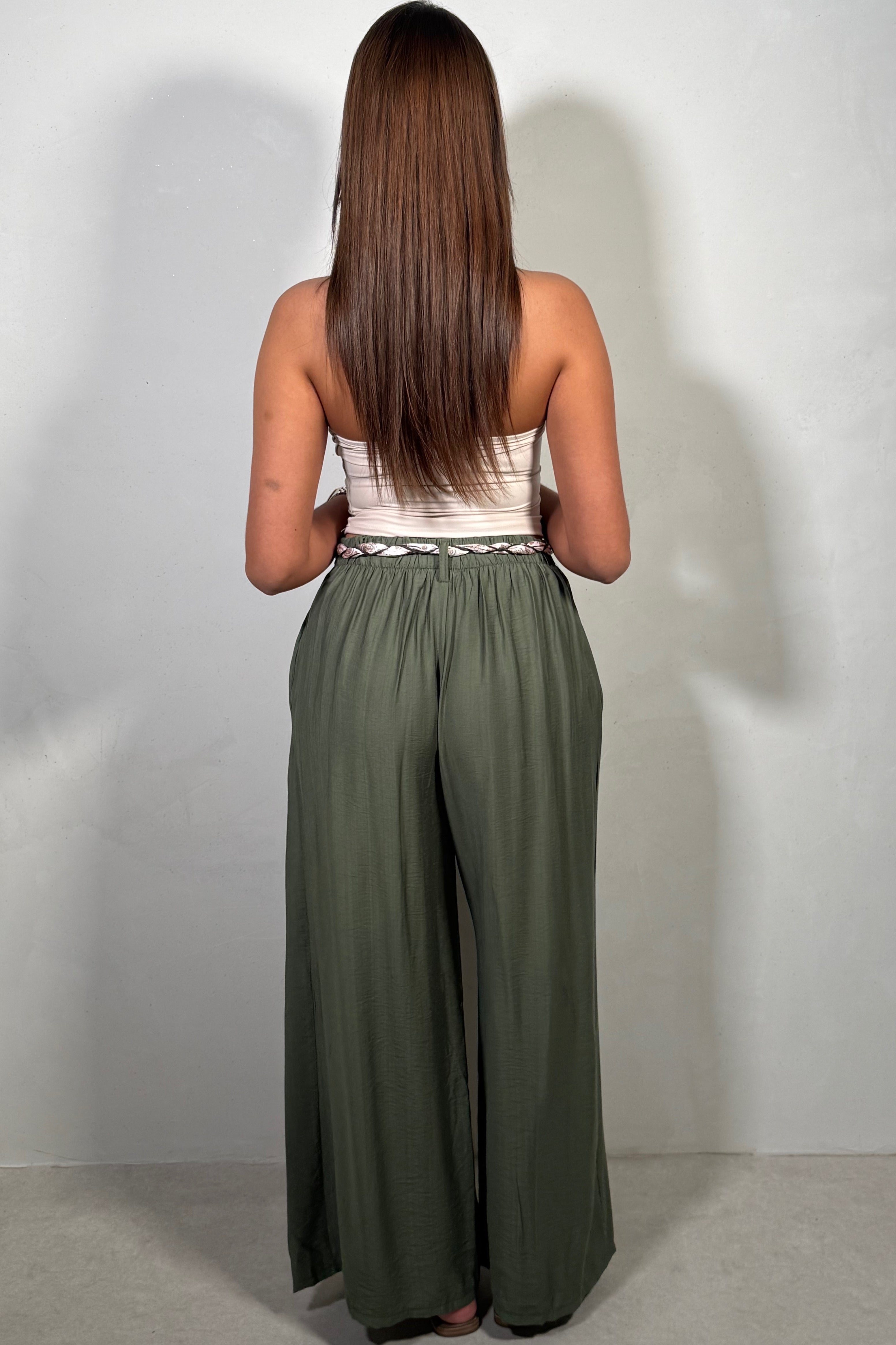 Pantalon Large Fluide Femme avec Ceinture - Style Bohème