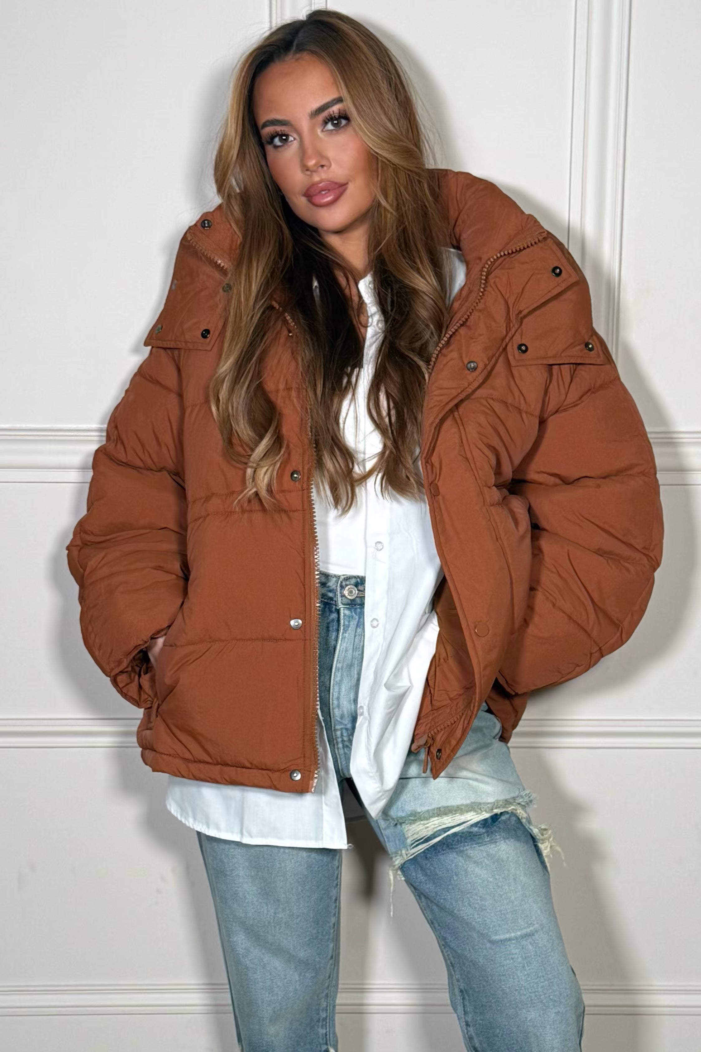 Doudoune oversize femme coupe droite - vue de face complète