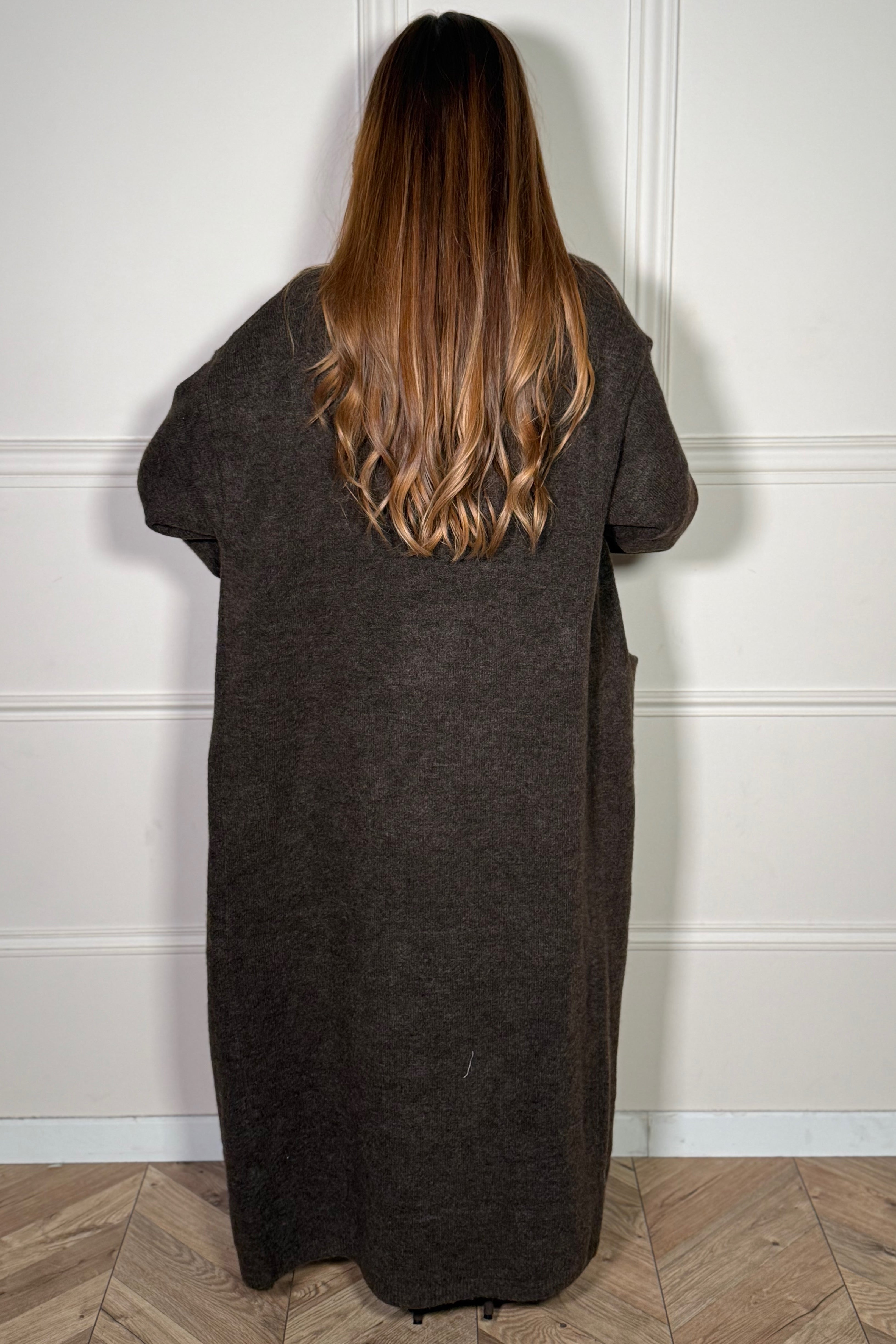 Gilet Long Maxi à Revers et Poches Femme - Élégance Moderne