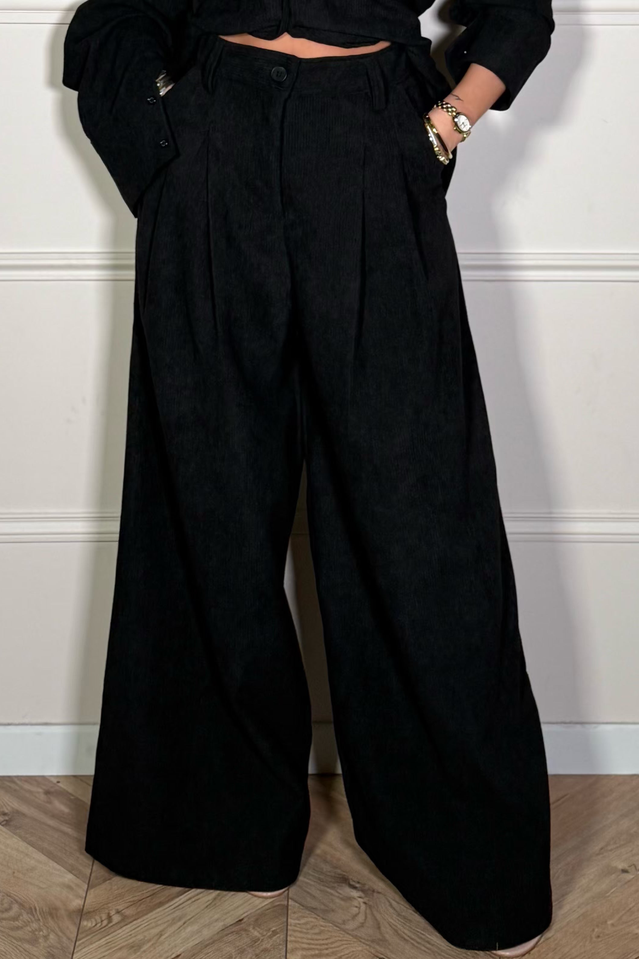 Pantalon Velours Côtelé Taille Haute - Confort Doux et Allure Chic