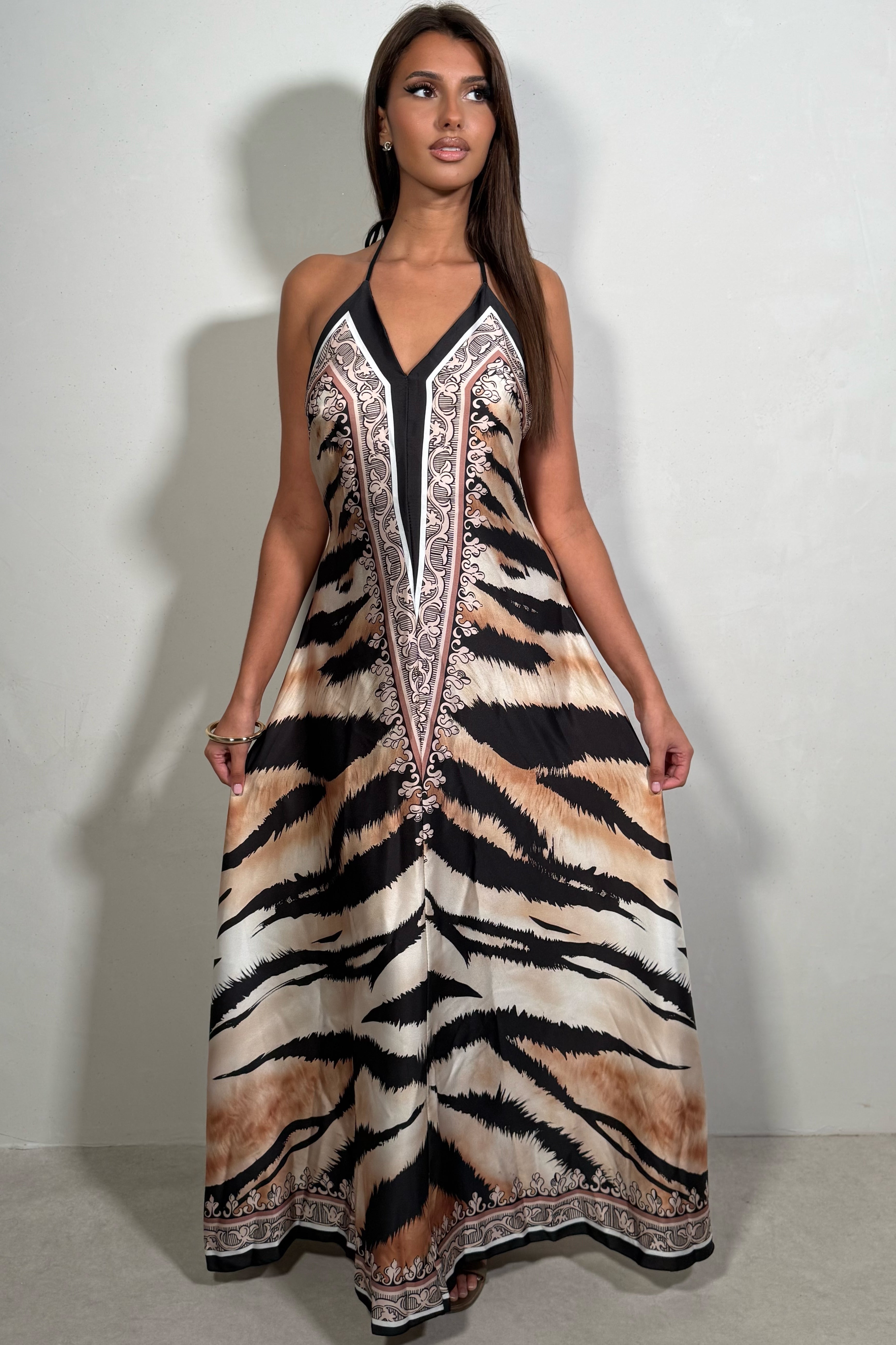 Robe Longue Femme Imprimé Animalier Chic