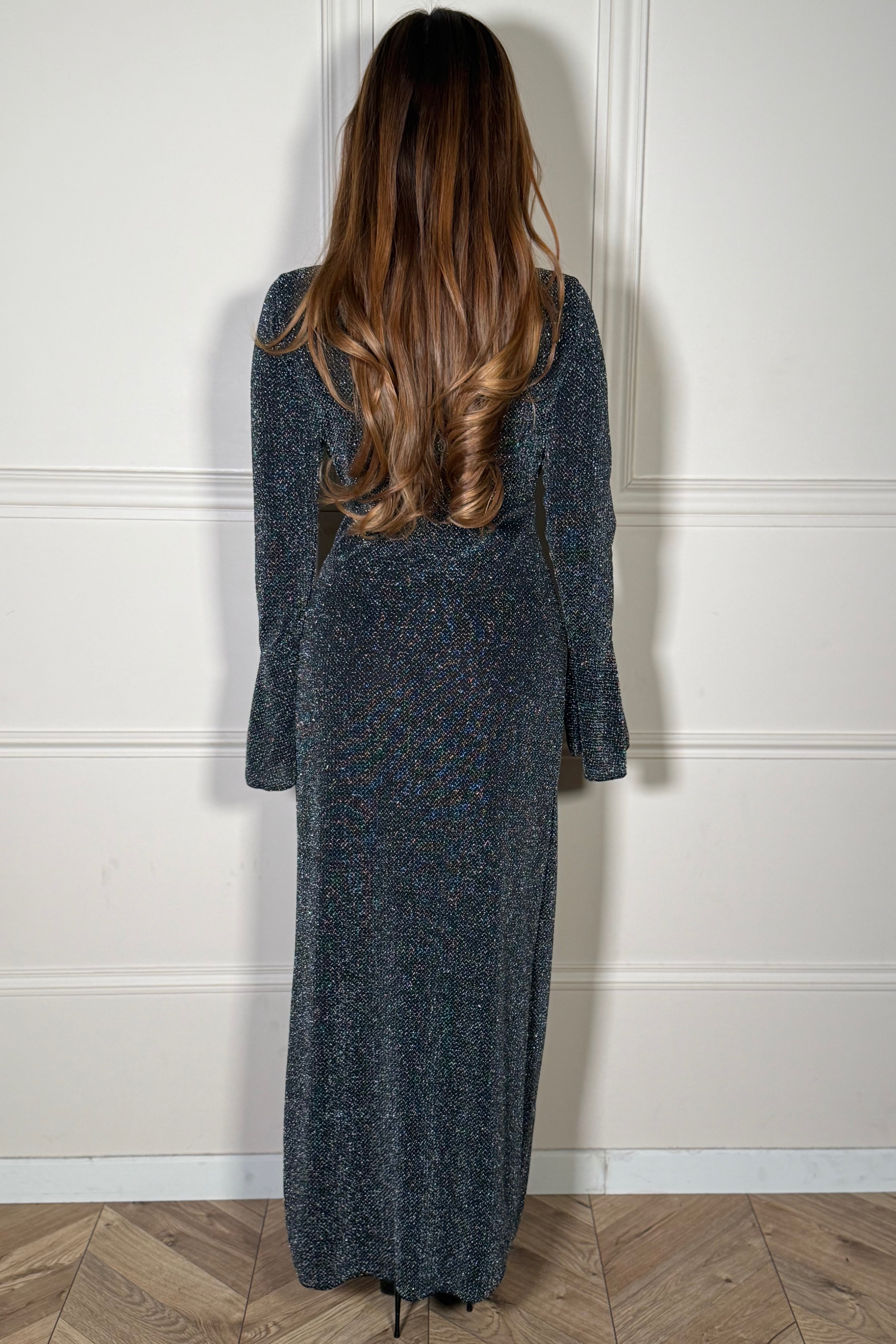 Robe Brillante Manches Évasées Scintillante - Femme