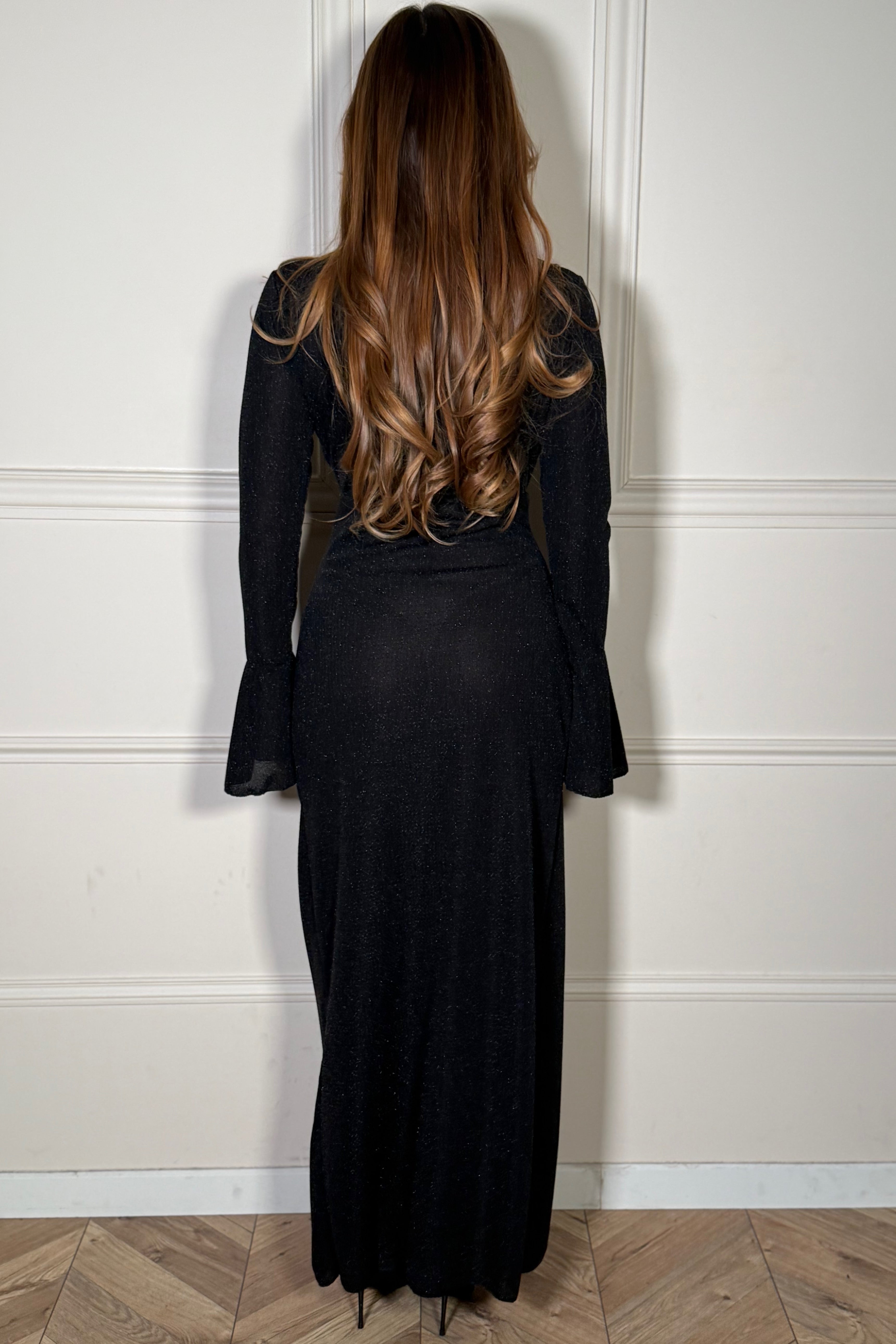 Robe Brillante Manches Évasées Scintillante - Femme