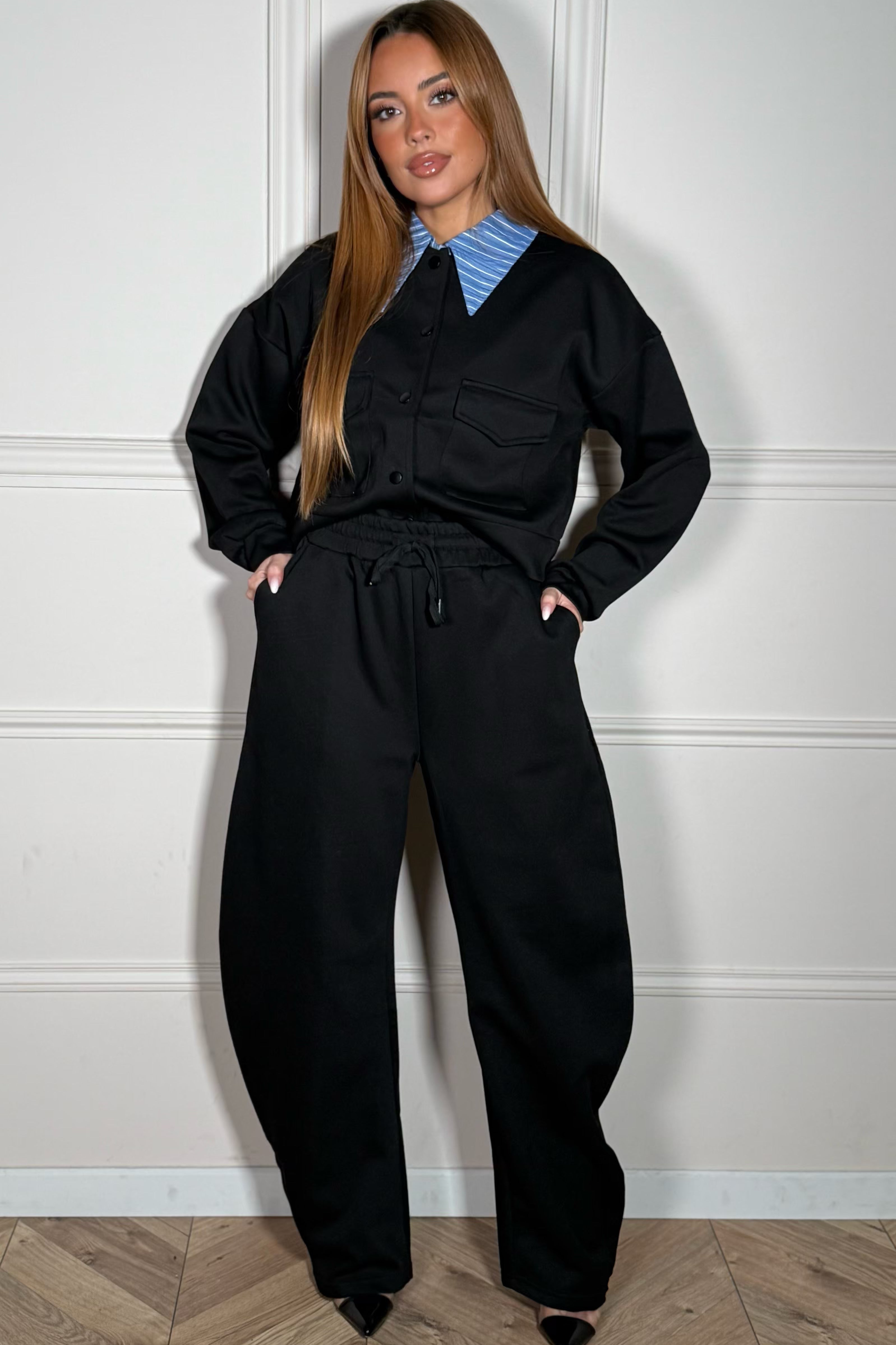 Ensemble molleton veste col montant et jogging pour femme - vue de face