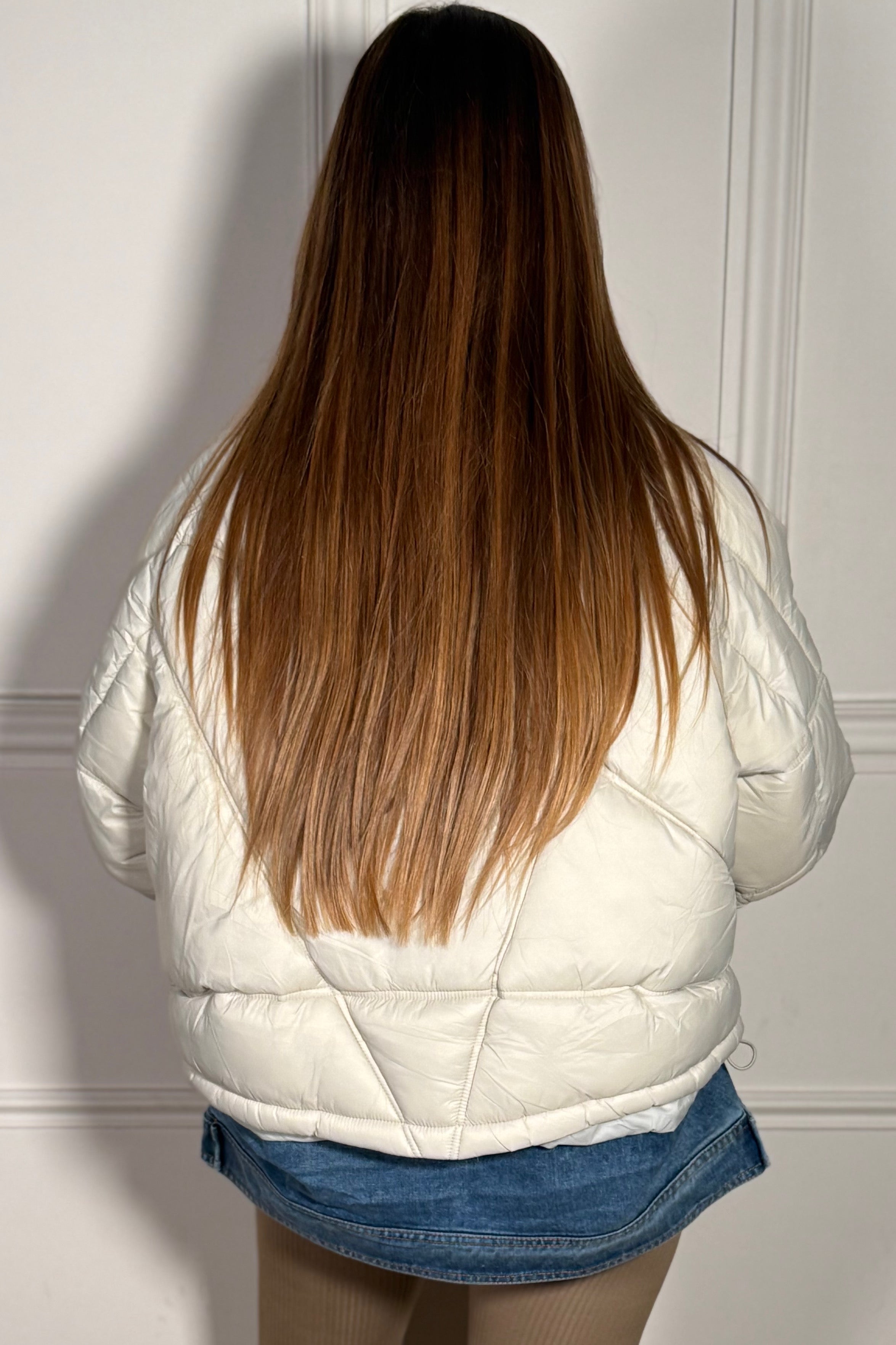 Doudoune Femme avec Détails Jeans - Style Layering Intégré