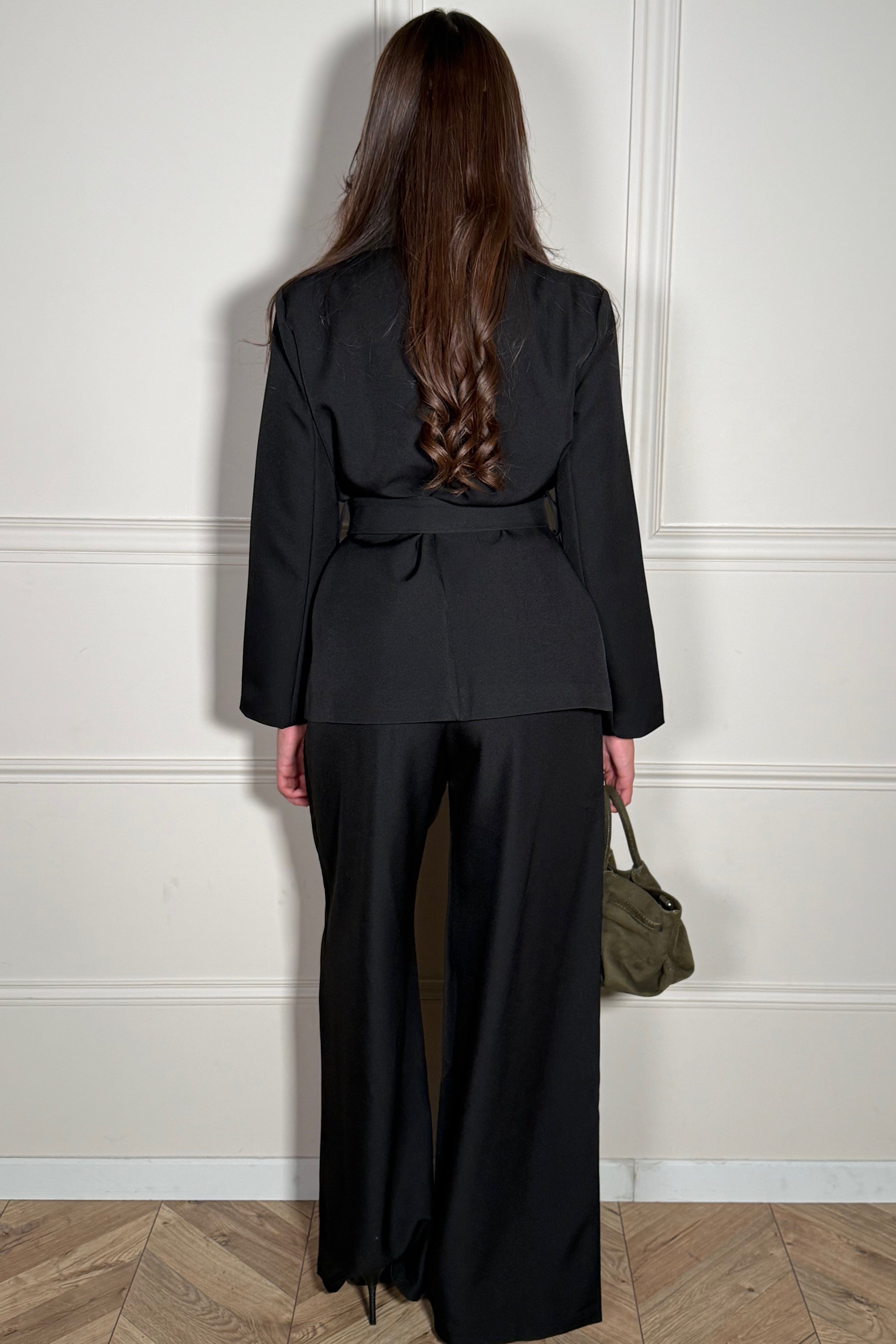 Ensemble Blazer Croisé et Pantalon Ample Femme - Tailleur Moderne et Élégance Affirmée