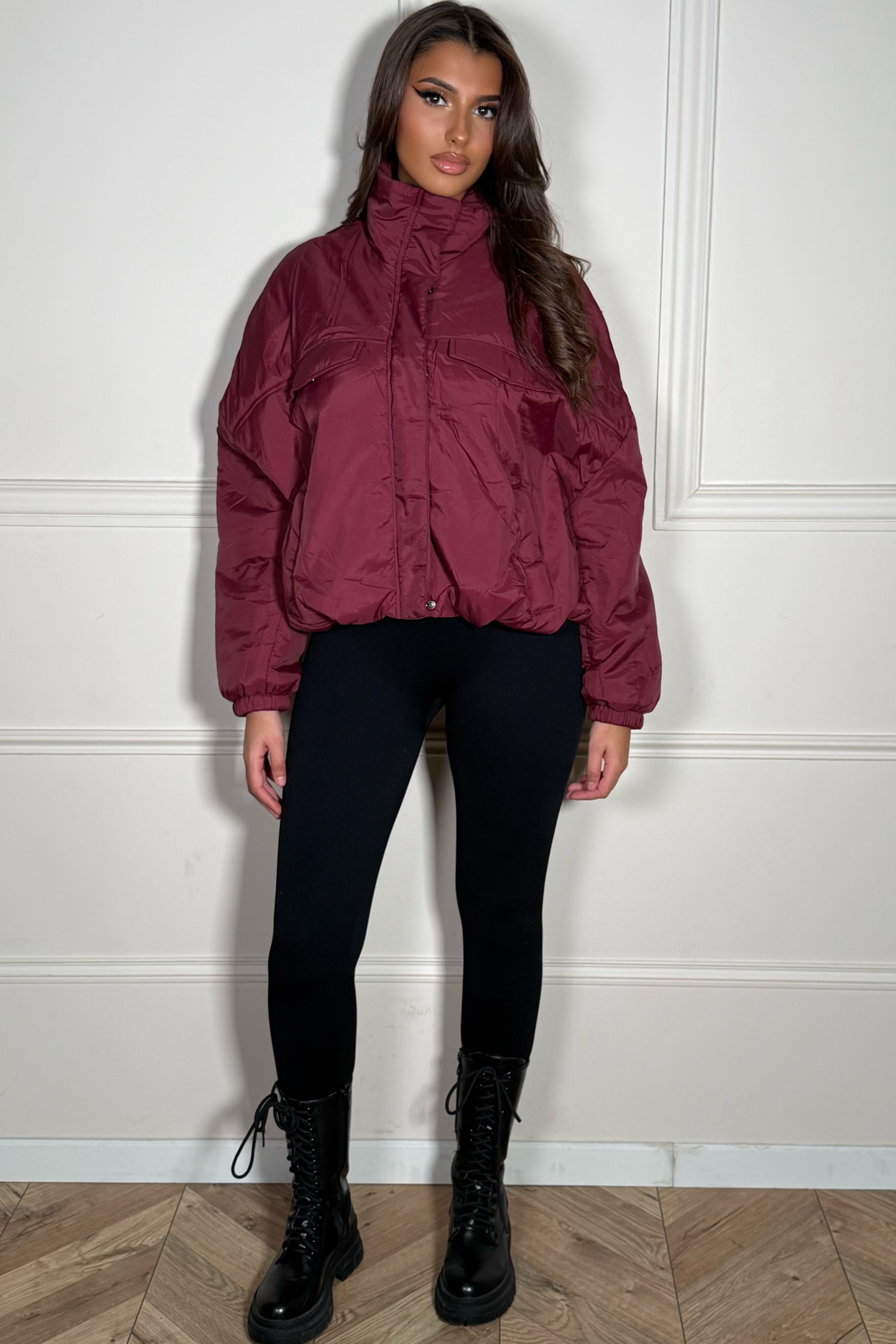 Blouson Col Montant Manches Ballon Femme - Style Audacieux et Silhouette Sculptée