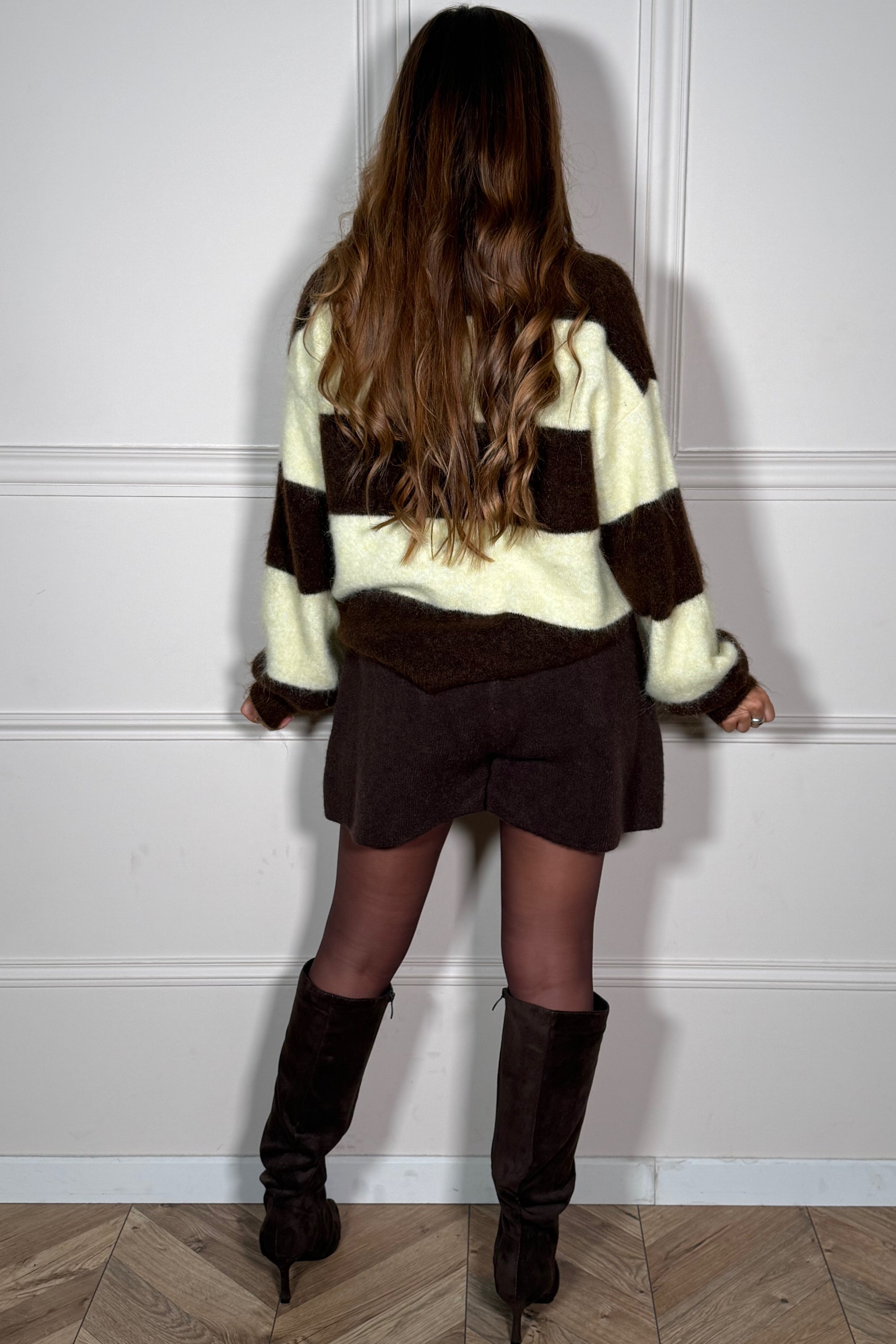 Pull Laine Rayé Col Boutonné - Élégance Preppy