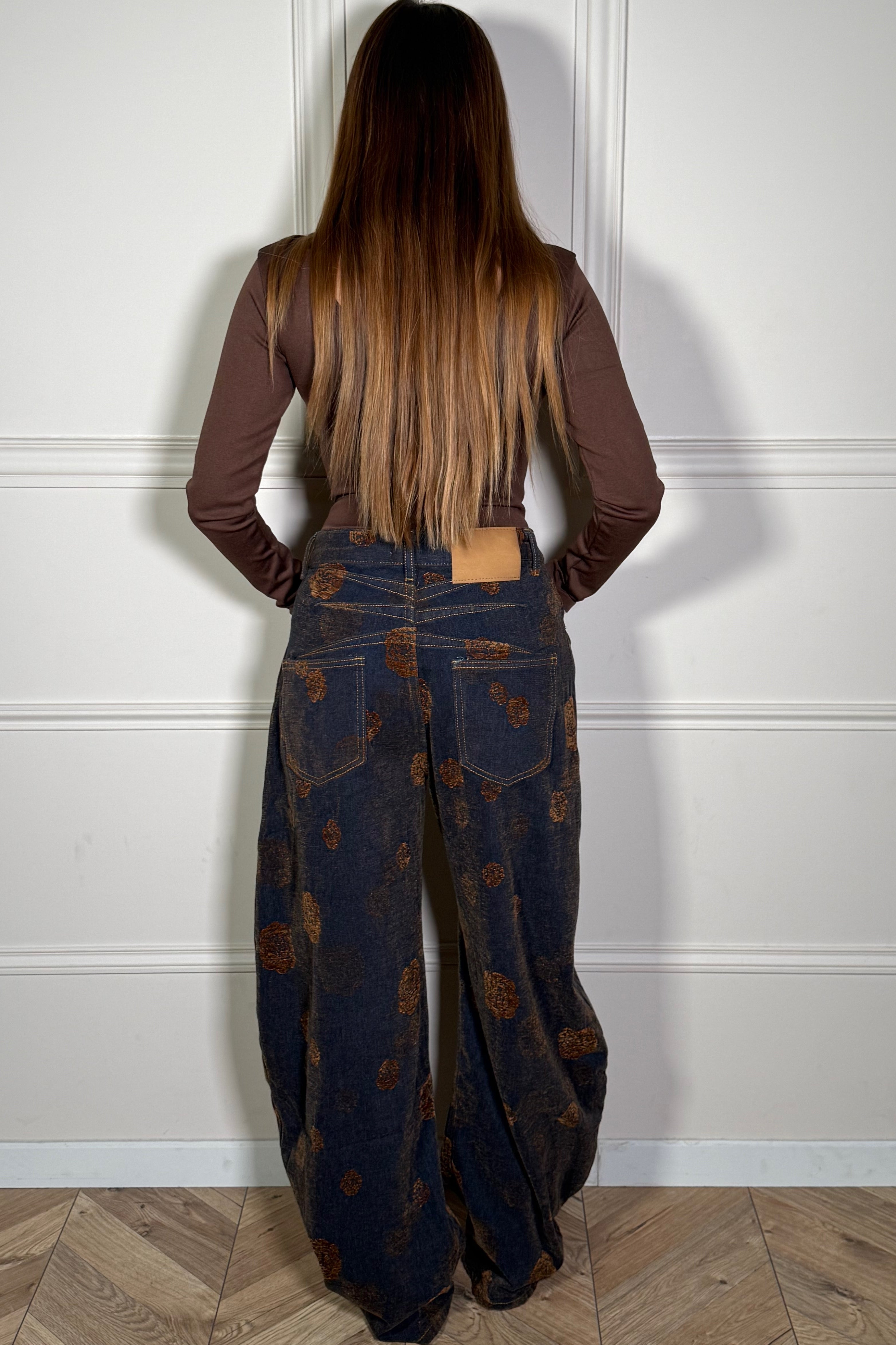 Jeans Barrel Broderie Fleurs Femme - Denim Artistique