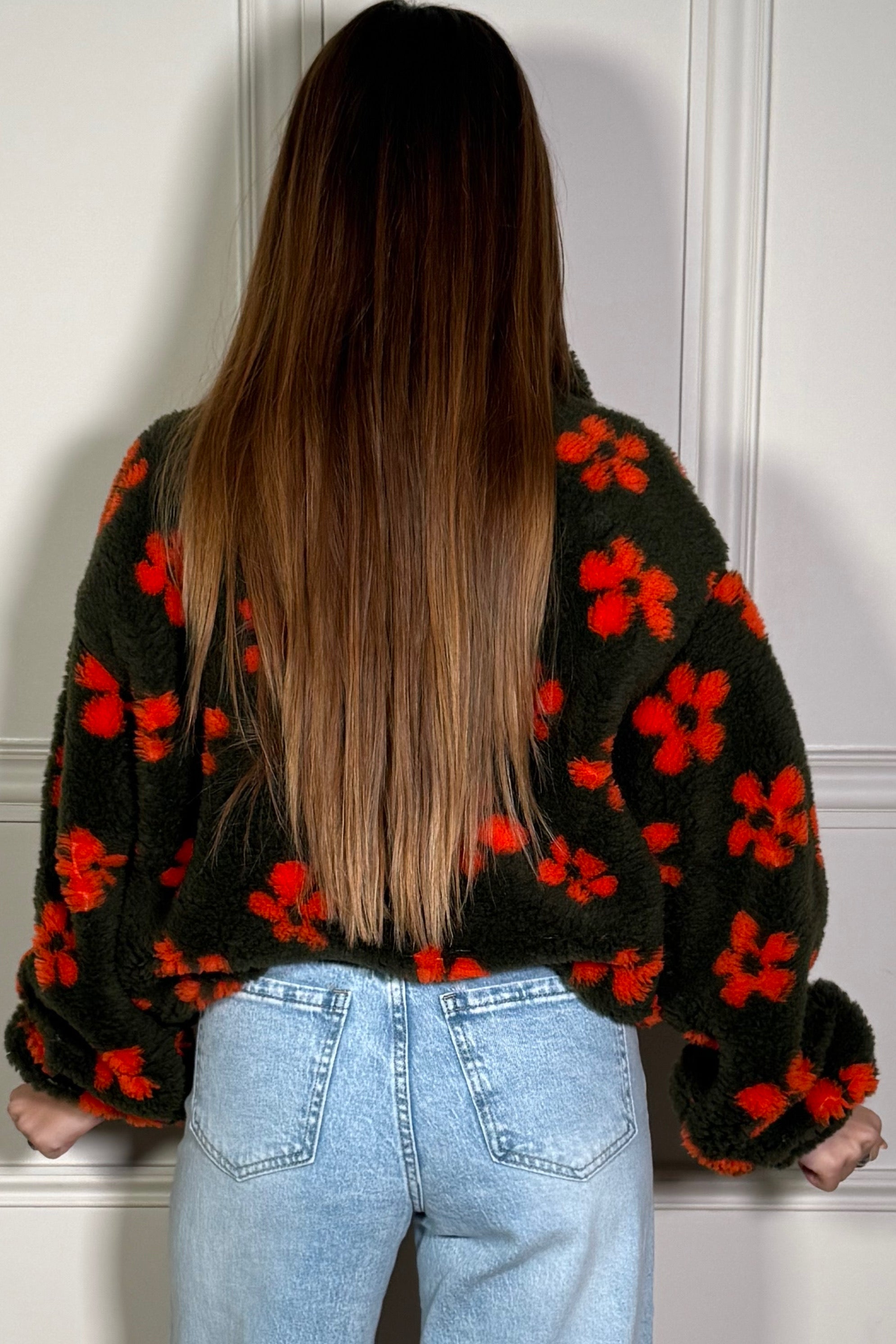 Sweat Polaire Fleurs Femme - Pull Doux Confortable Motif Floral