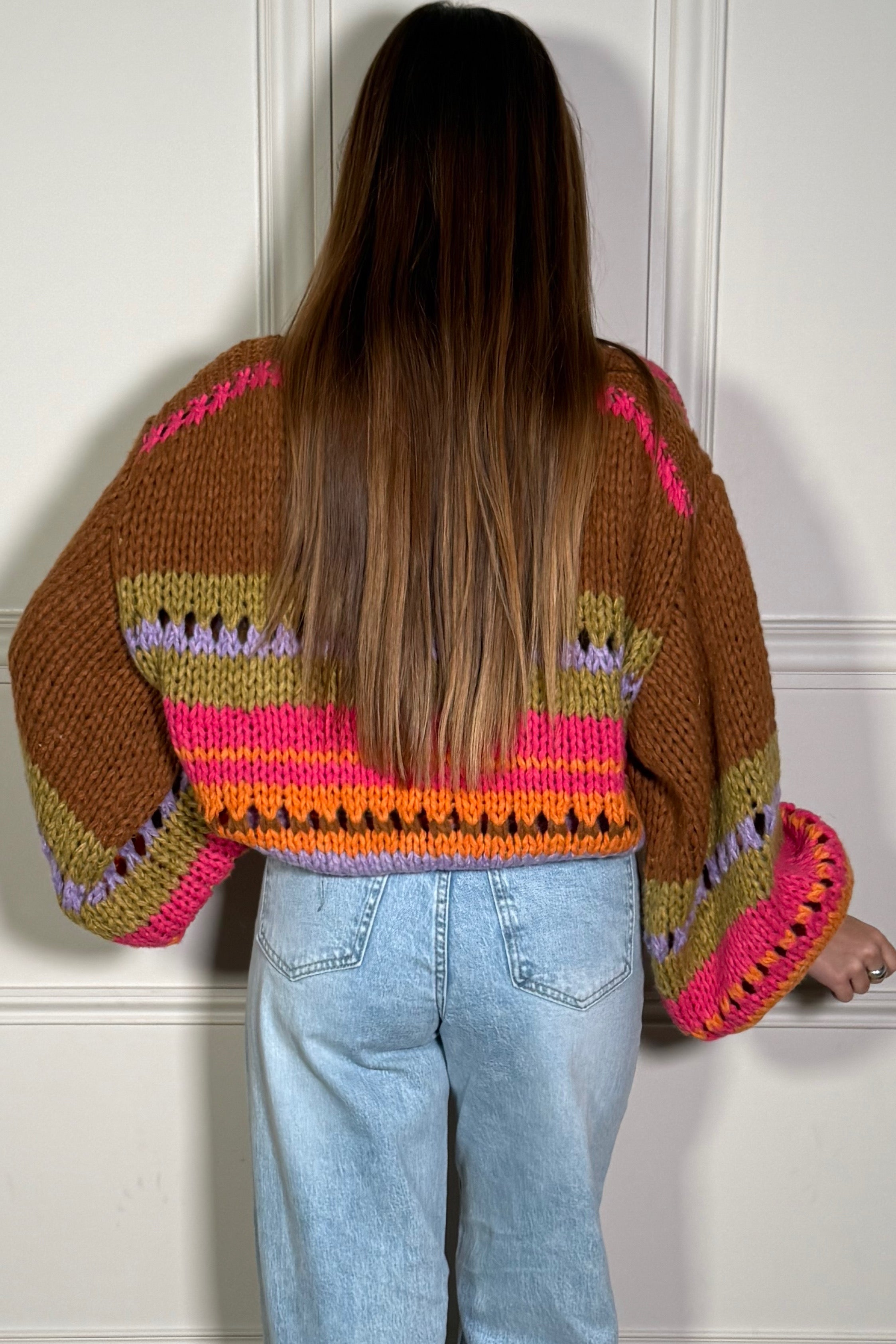 Pull Maille Boule Rayé - Texture 3D Cocooning