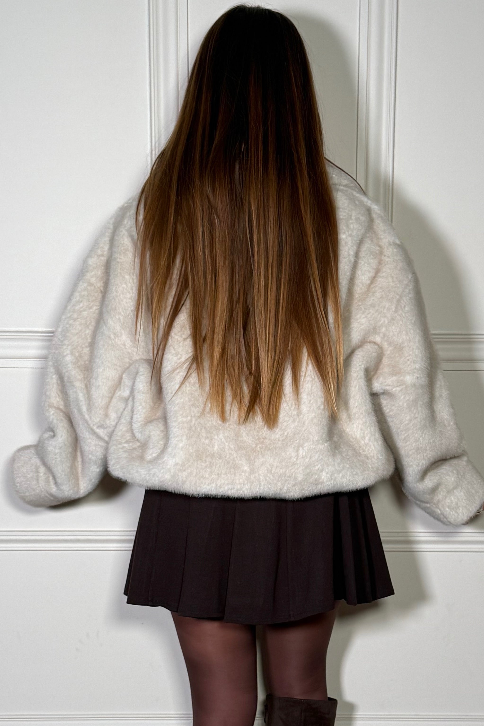 Bomber Capuche Fourrure Vegan Femme - Veste Aviateur Chaude