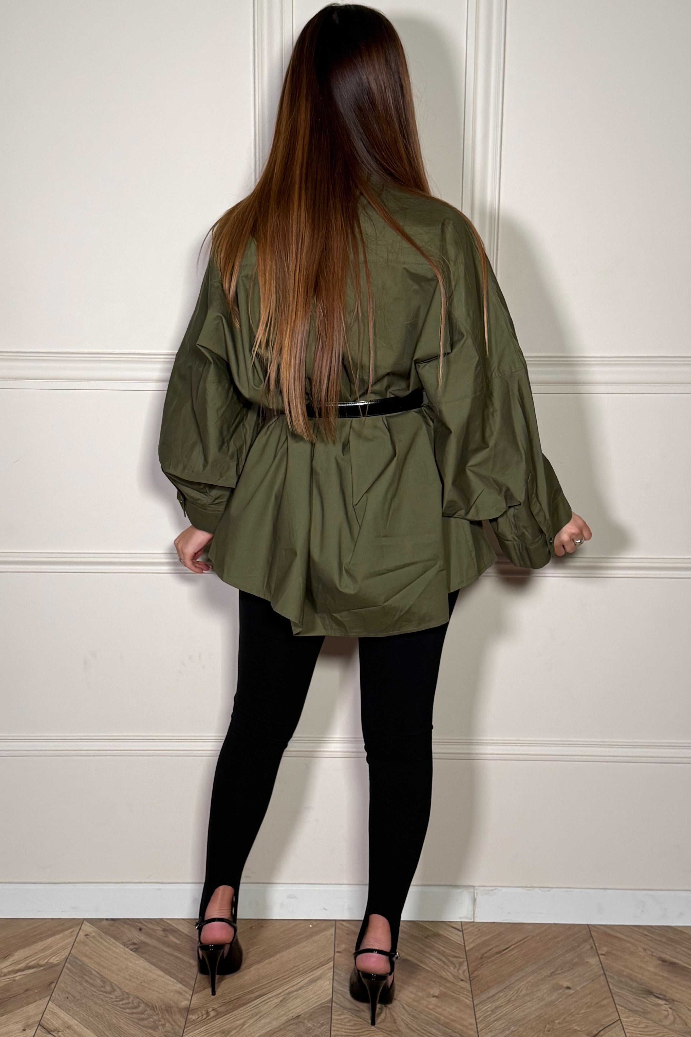 Chemise Oversize Manches Ballon Femme - Blouse Ample Coton