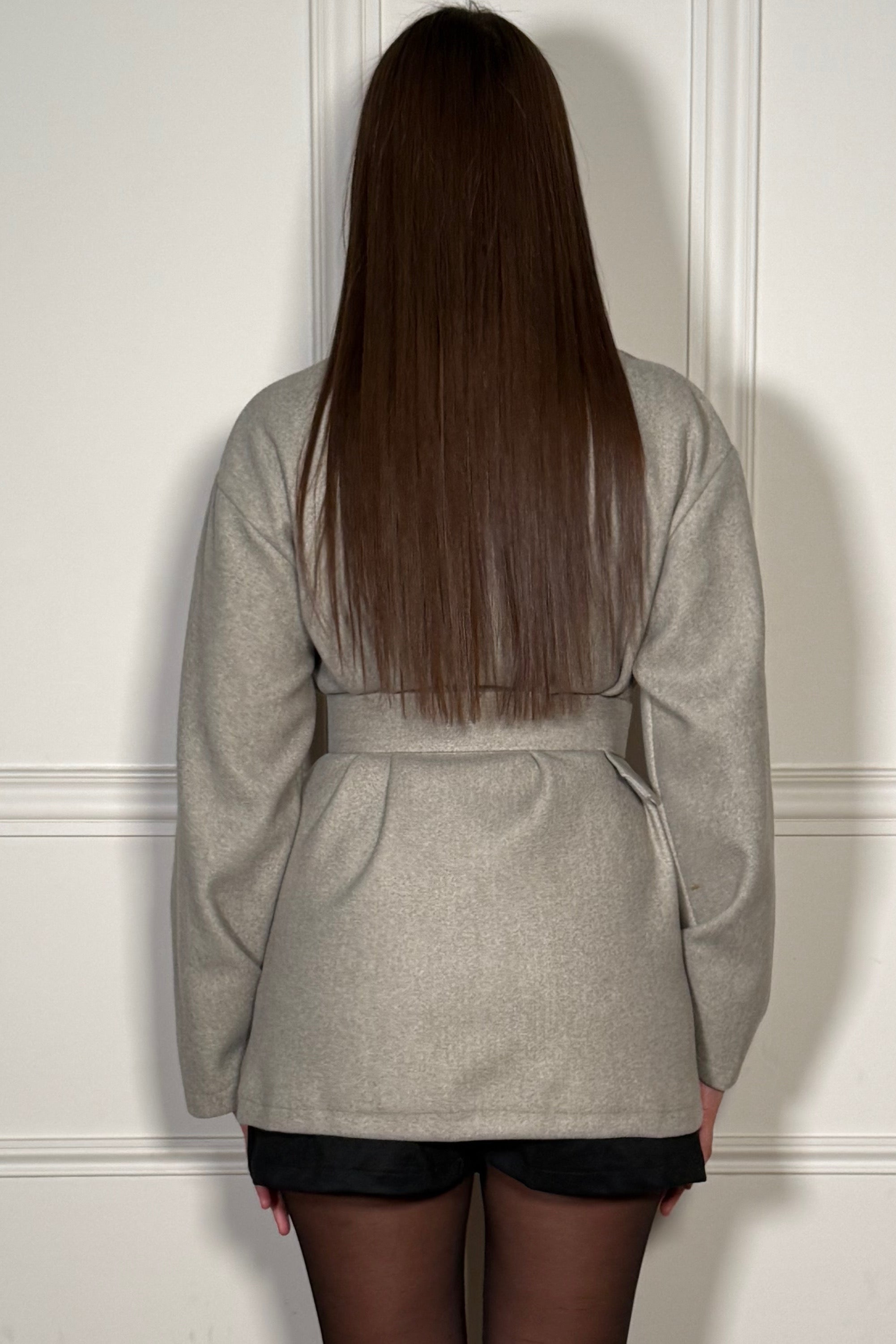 Veste Col Montant avec Ceinture Tailleur - Élégance Femme