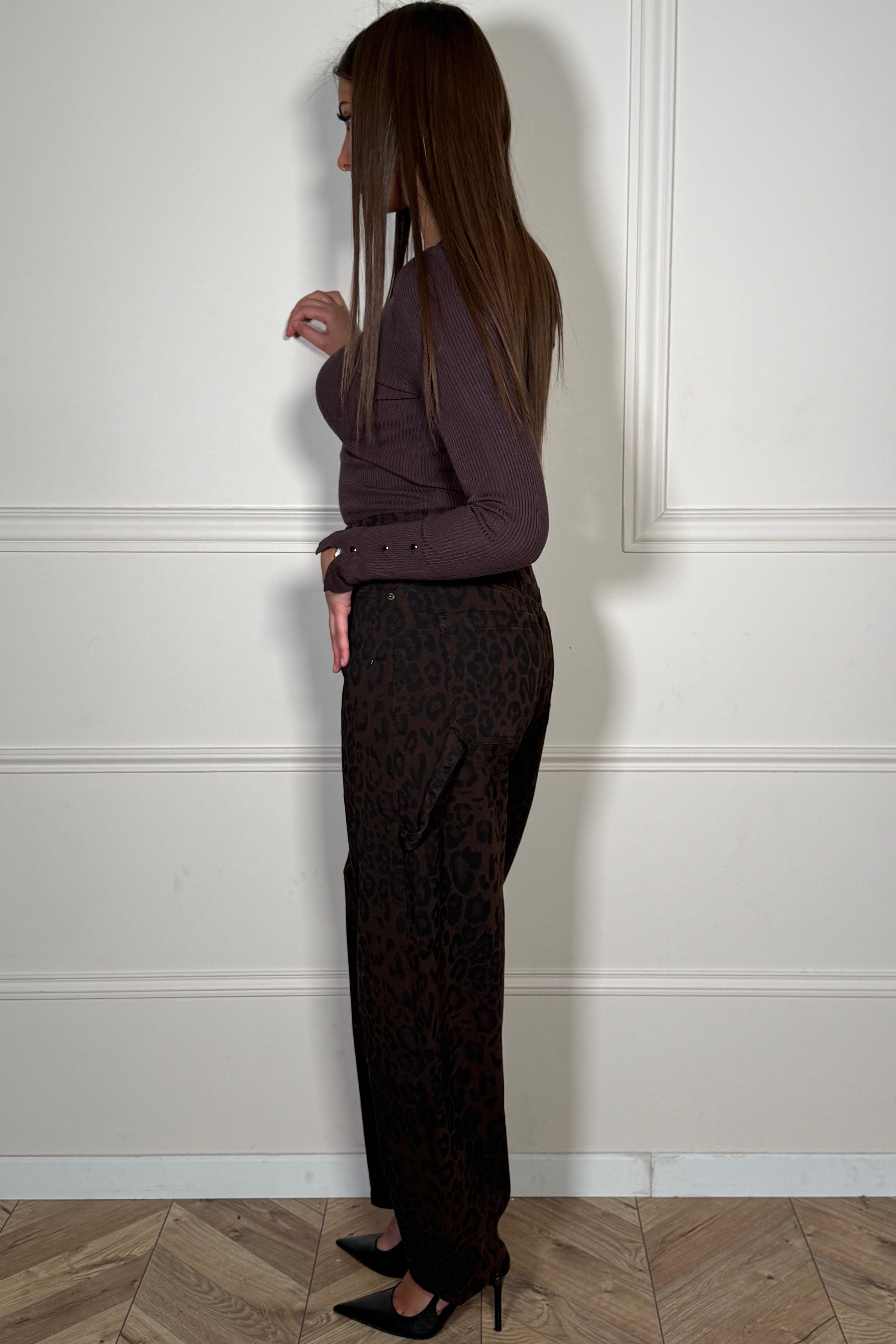 Jeans Barrel Imprimé Léopard Taille Haute - Tendance Femme