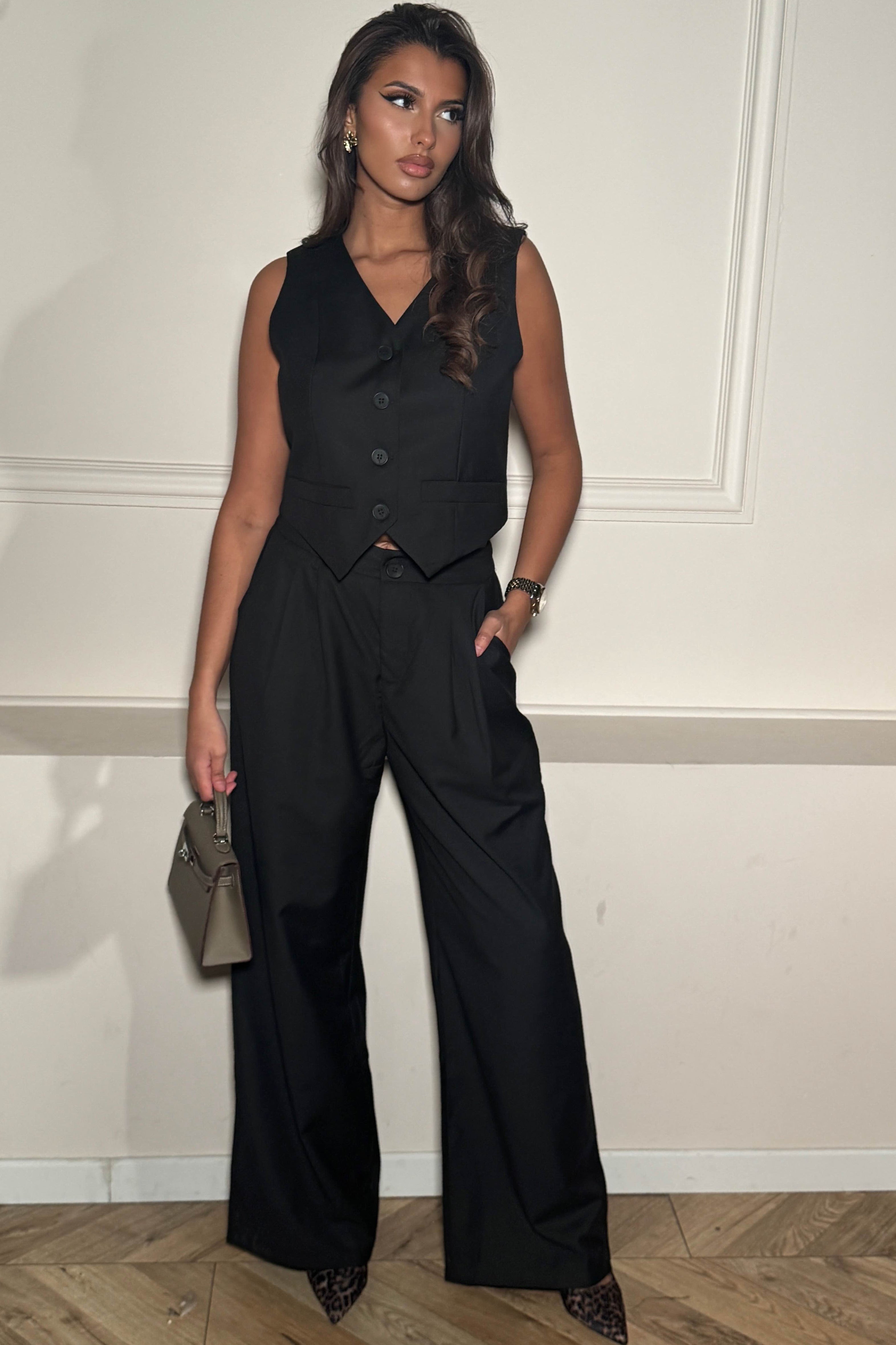 Ensemble 3 Pièces Blazer Gilet Pantalon - Tailleur Moderne Femme