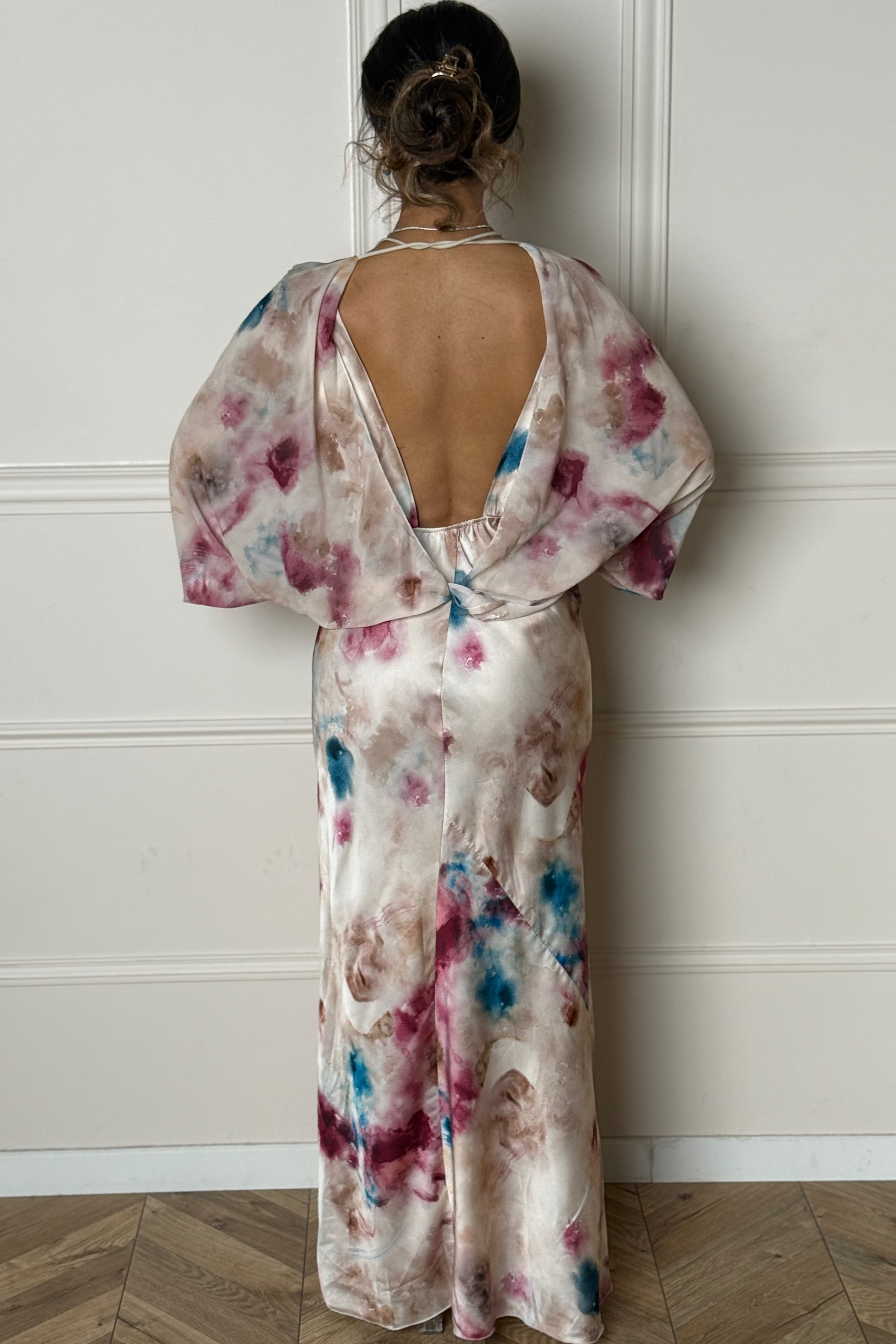 Robe Satin Imprimée + Boléro Femme
