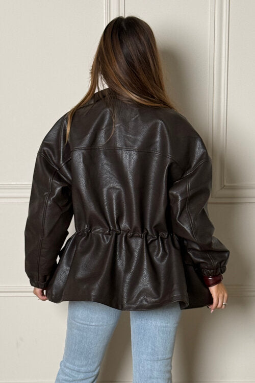 Blouson Simili Cuir Cintrée Femme - Style Moderne et Élégant