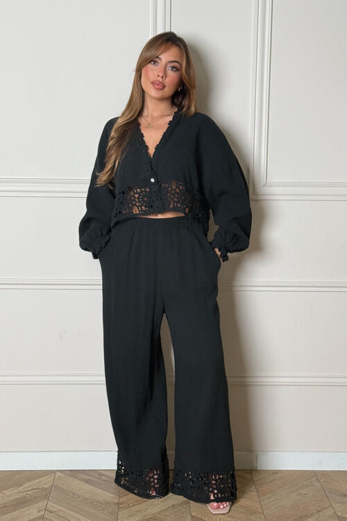 Ensemble Crochets Blouse + Pantalon Femme