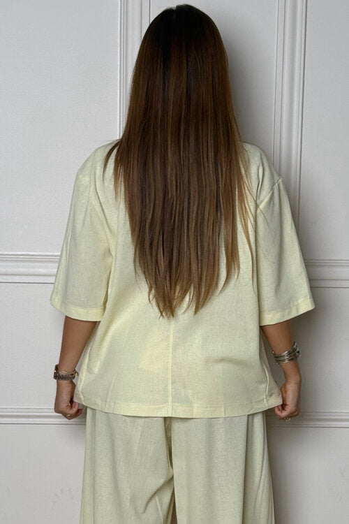 Blazer en Lin Manches Courtes Femme